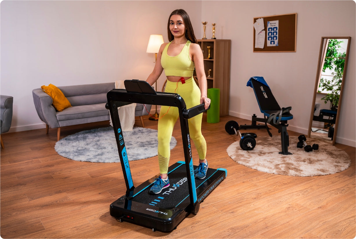 Home Electric Treadmill Folding Under Bed 0,8-14km/h RACE THUNDER Maximum user weight 130 kg