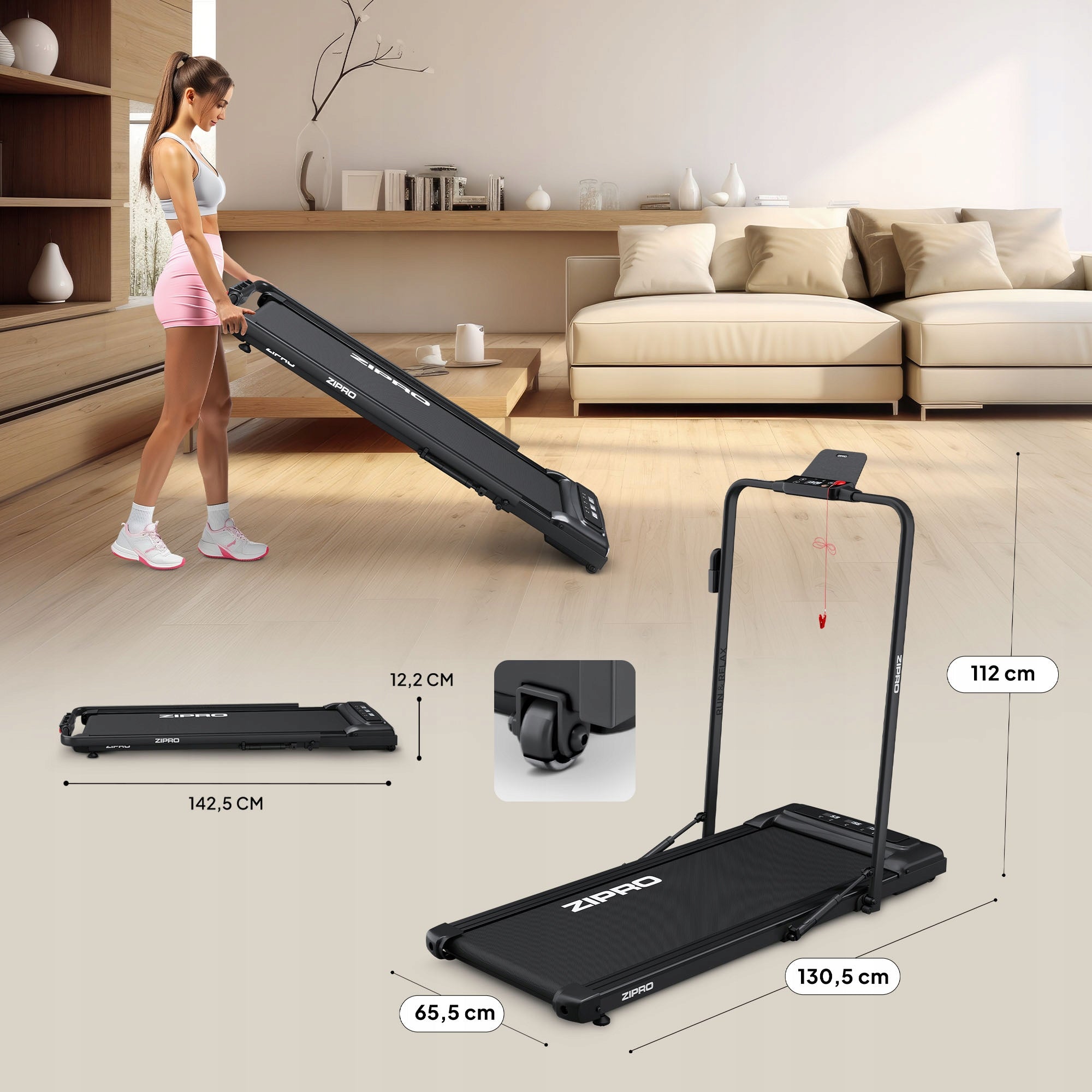 Home Electric Treadmill Folding Under Bed 1-12km/h Newlite Zipro Maximum user weight 110 kg