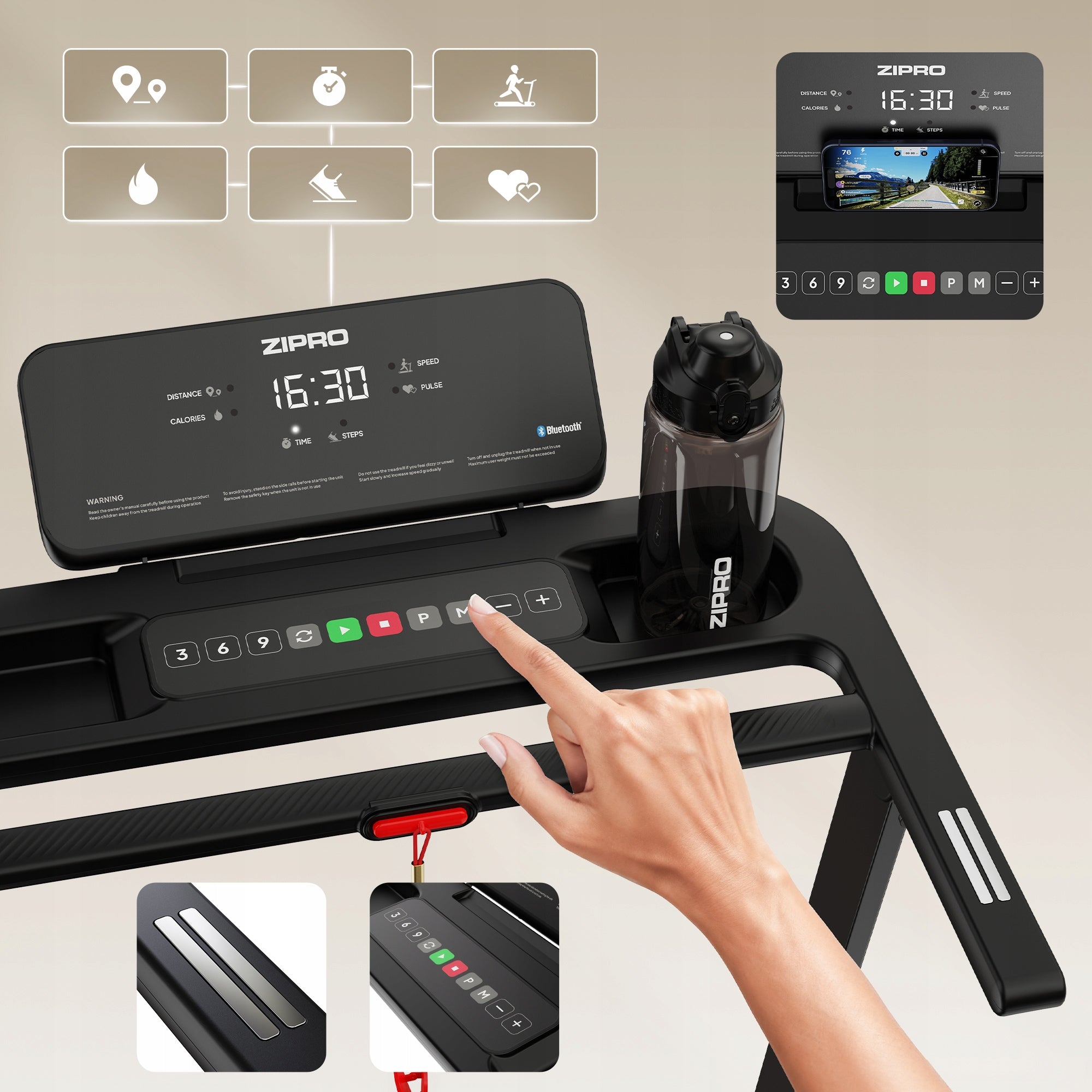 Home Electric Treadmill Folding Under Bed 1-12km/h Zipro Form Kind electric
