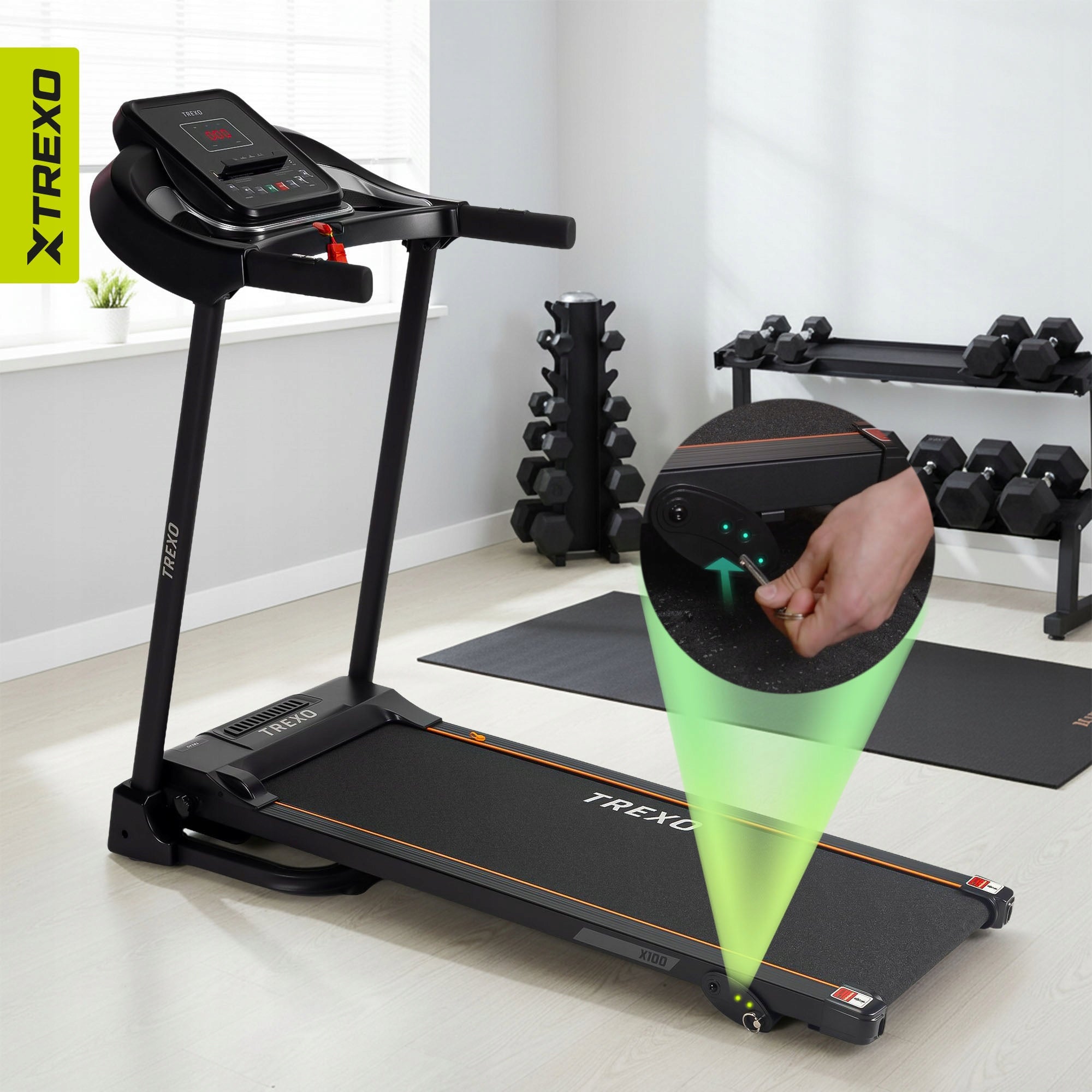 Home Electric Treadmill XTREXO X100 Folding Tilt Adjustment 10 km Kind electric