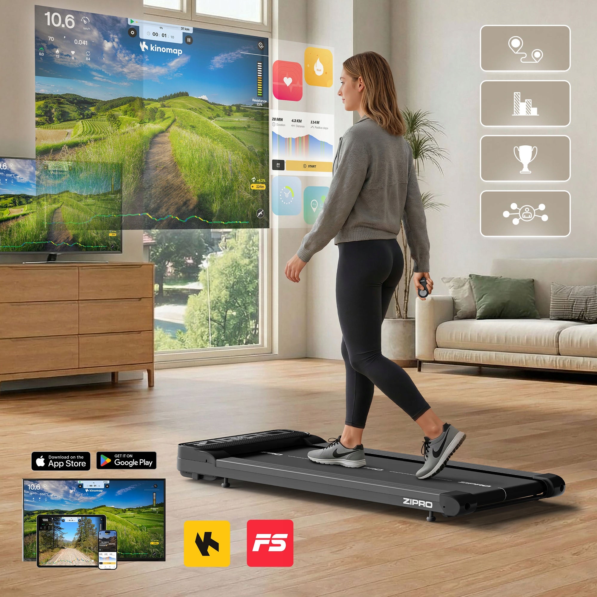 Home Electric Treadmill for Walking Under Desk Bed Zipro Catwalk Model Catwalk