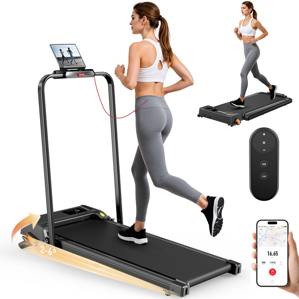 Home Electric Treadmill with app 12km/h LARGE DISPLAY QUIET 120kg to 6°