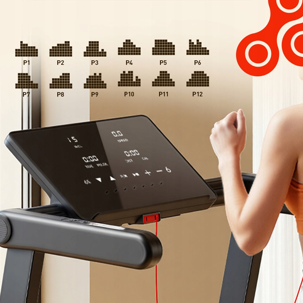 Home Folding Electric Treadmill with LED App for 150kg 1-16km/h to 1-18% Power 4 HP