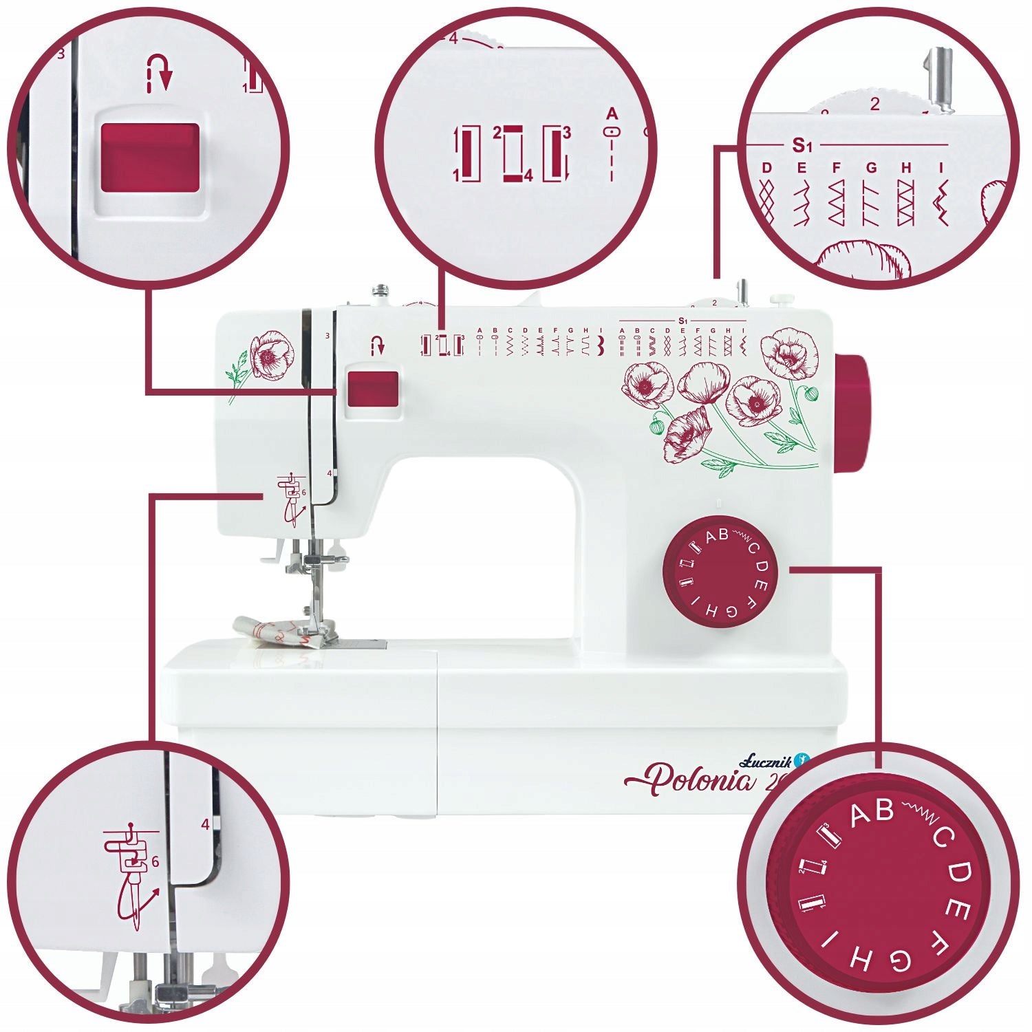 Home Mechanical Sewing Machine Straight Łucznik 2018 Polonia 22 stitches Material synthetic material