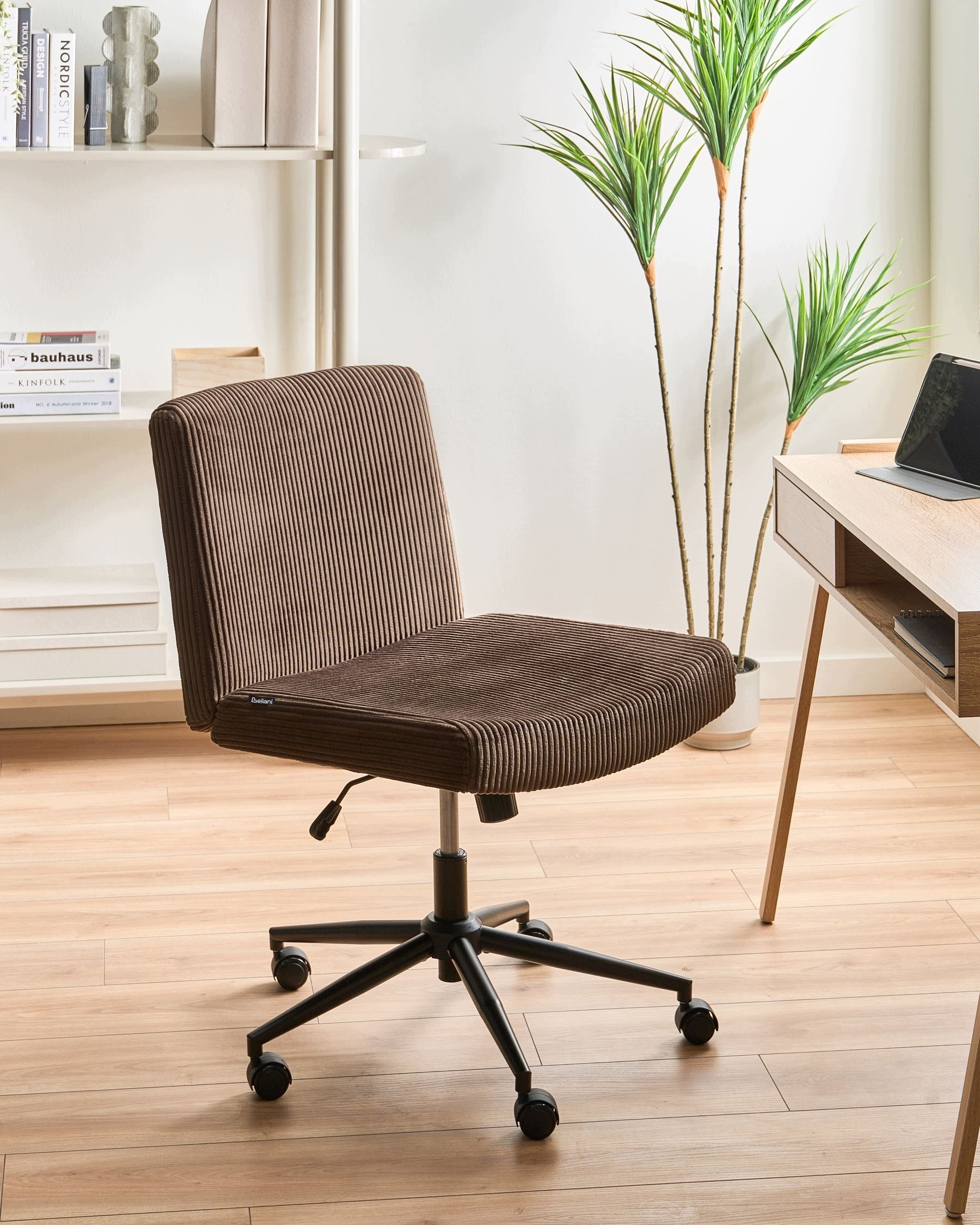 Home Office Chair Corduroy Dark Brown Packaging status original