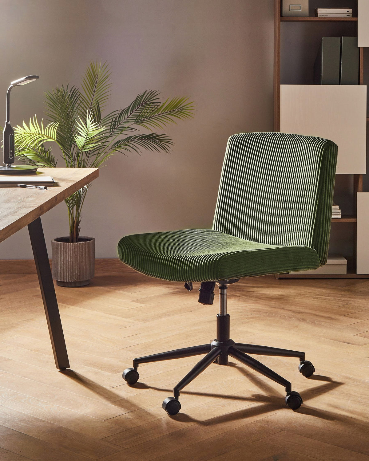 Home Office Chair Corduroy Green Packaging status original