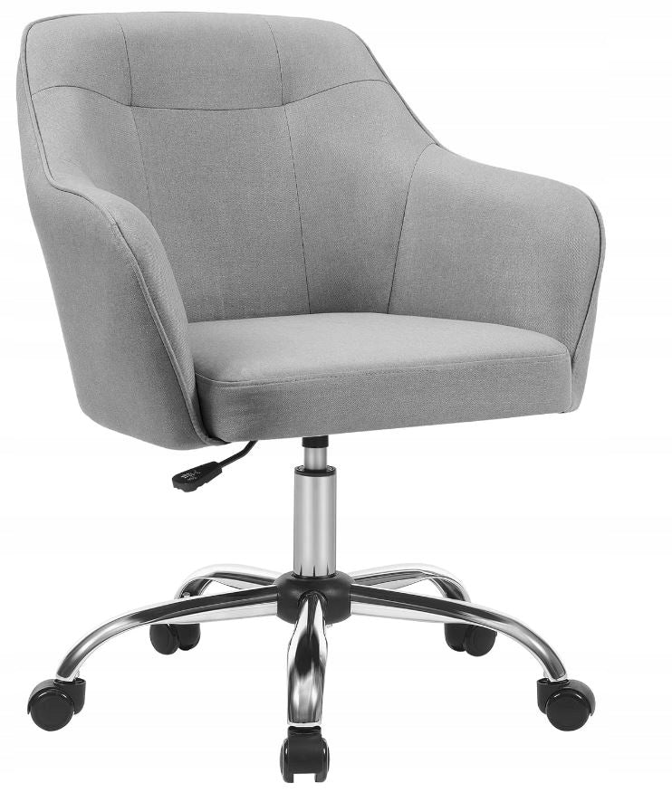 Home Swivel Office Chair Grey Upholstered Linen Imitation