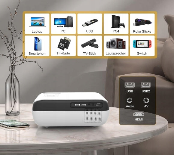 Home Theater Projector Hopvision H1 4K FHD 9500LM LED Bluetooth Remote Control HDMI Brand Hopvision