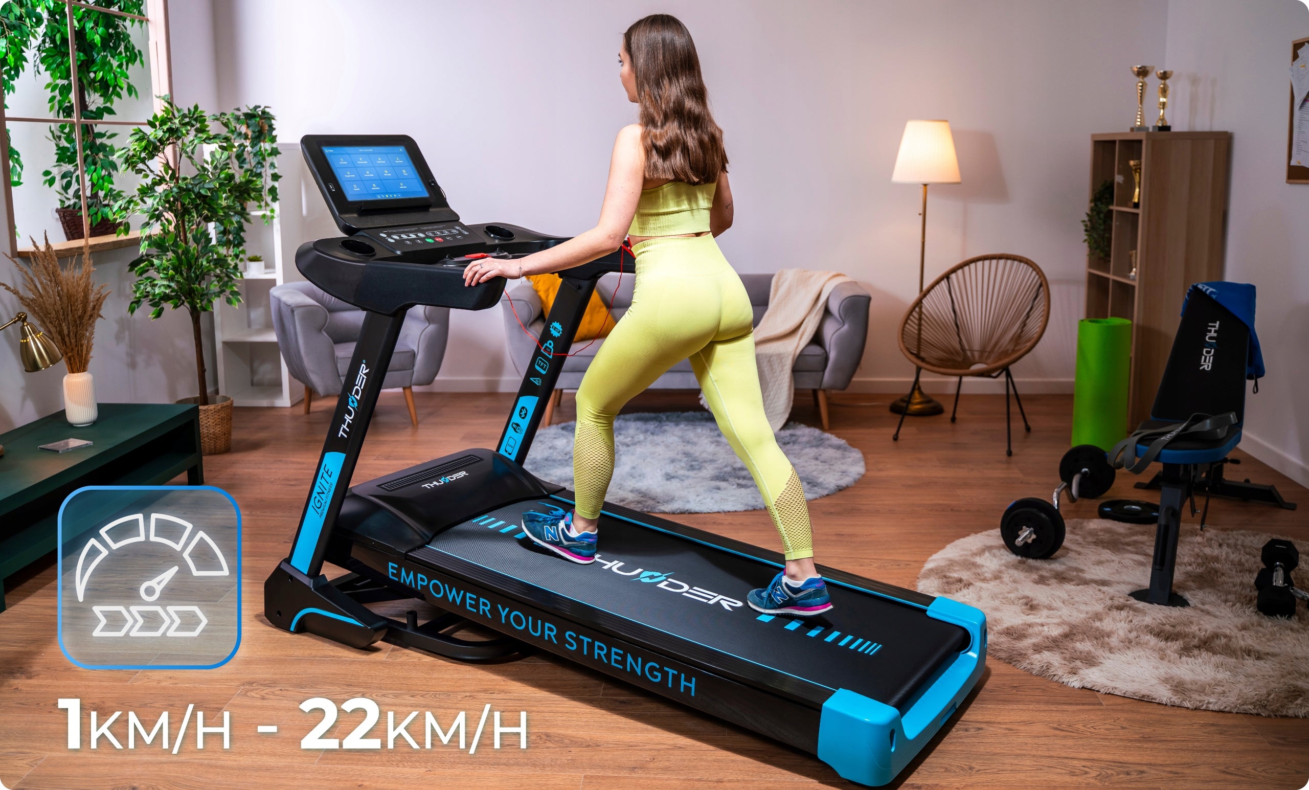Home Treadmill Electric Folding Angle Adjustable SMART LCD IGNITE THUNDER Maximum user weight 220 kg