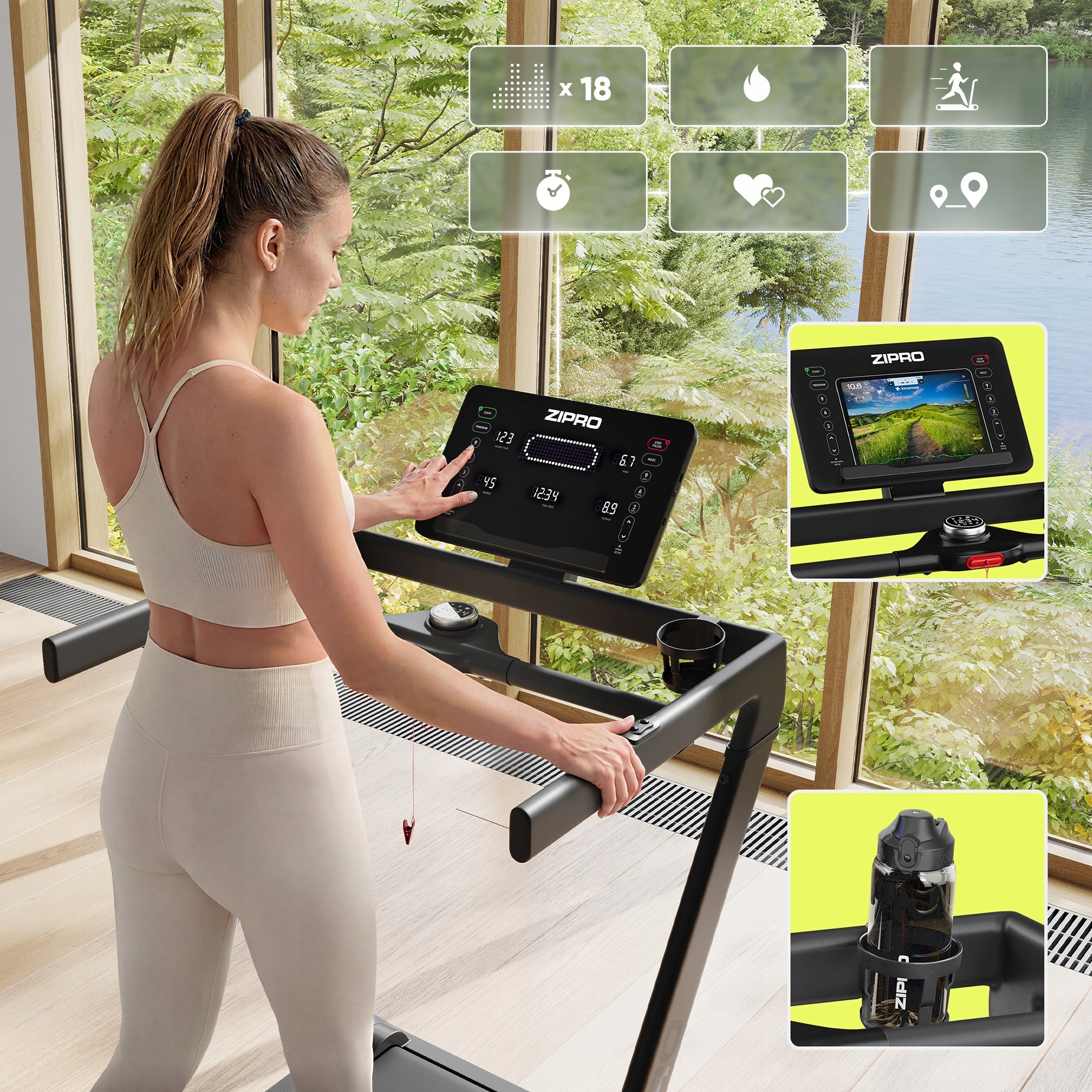 Home Treadmill Electric Folding Belt Slope Shock Absorption - Zipro Brand Zipro