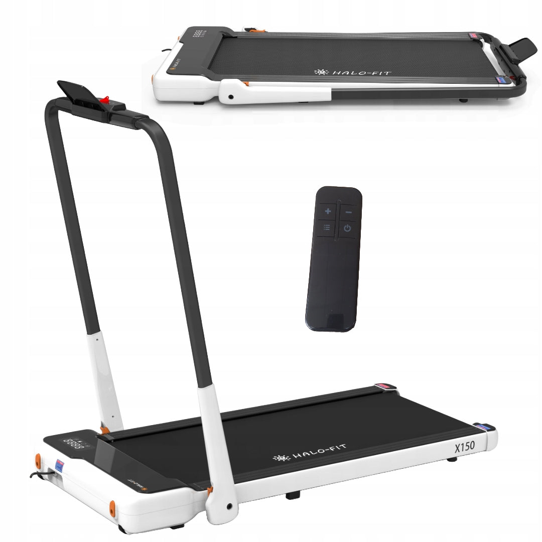 Home Treadmill Folding Large Running Belt FitShow 110KG 12KM/H X150 Halo-Fit Measurements training duration distance speed pulse burned calories