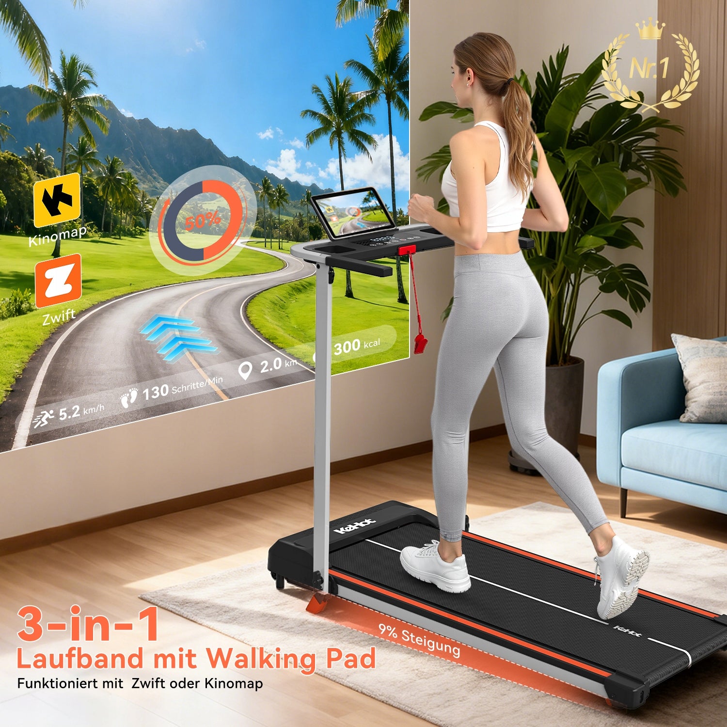 Home Treadmill with APP, 1–12 KM/H Speed, LED Display, 12 Programs Brand no brand