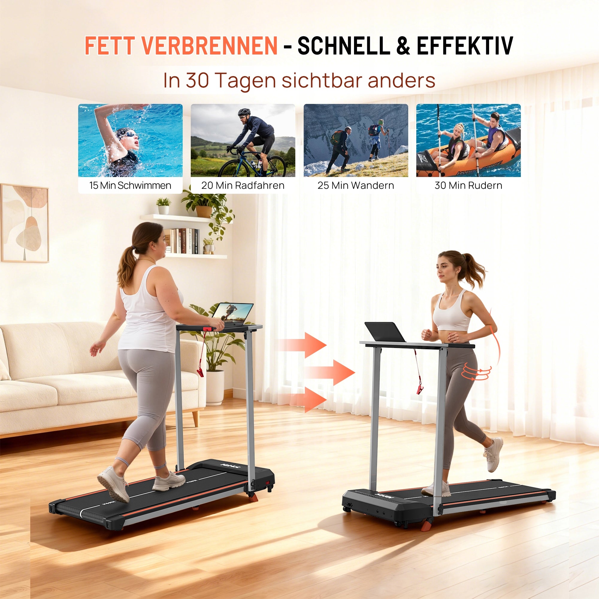 Home Treadmill with APP, 1–12 KM/H Speed, LED Display, 12 Programs Maximum user weight 125 kg
