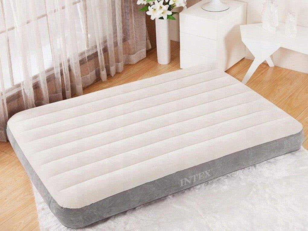Home mattress for sleeping INTEX inflatable velour Color gray