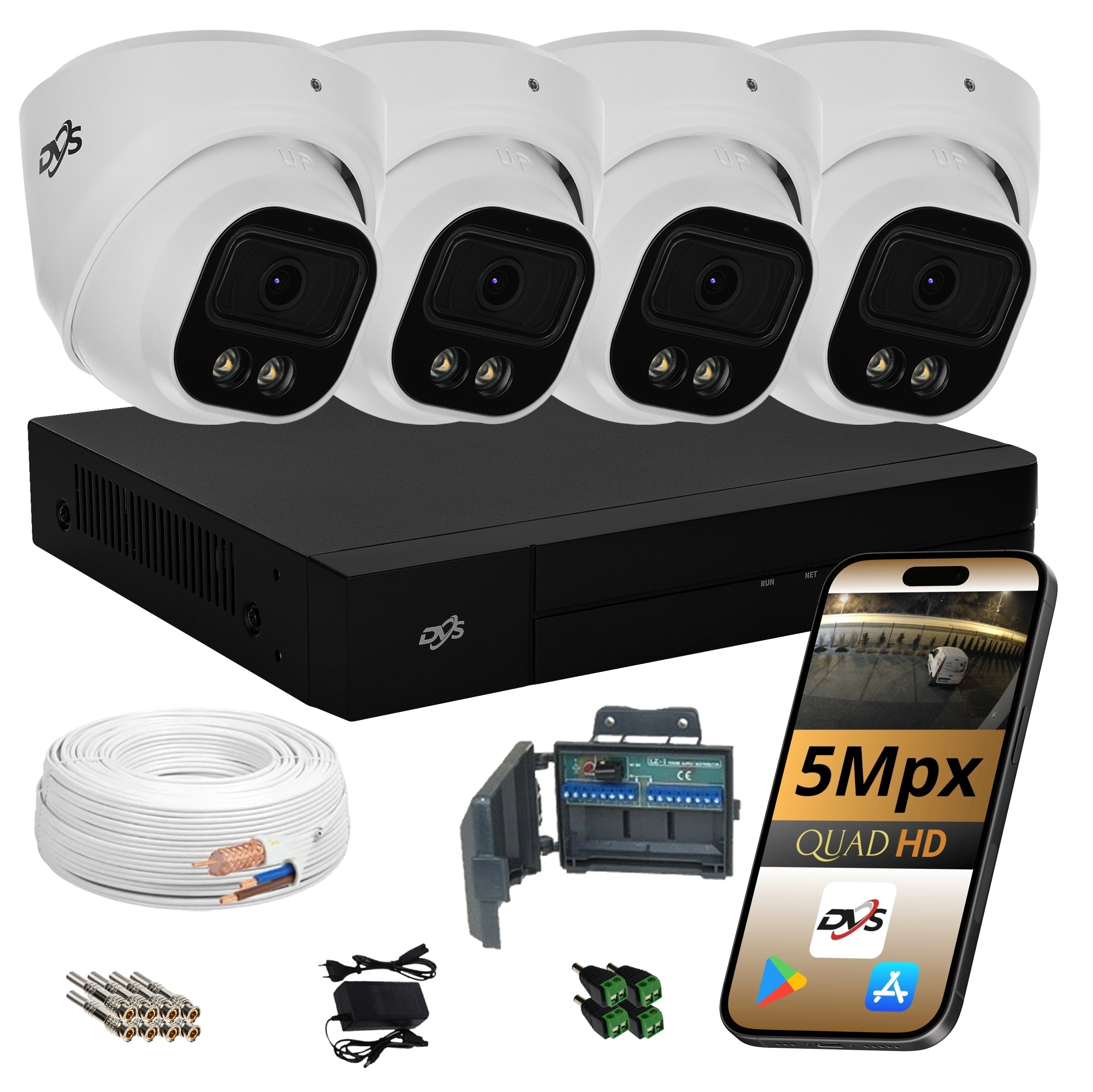 Home surveillance kit 4 analog cameras 5mpx DUAL IR LED DVS