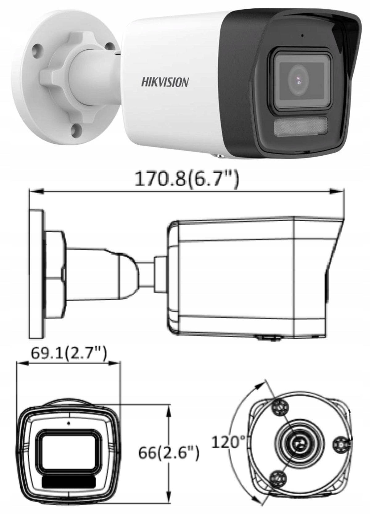 Home surveillance kit IP Hikvision 6 cameras DS-2CD1043G2-LIU 4Mpx Detection Packaging status original