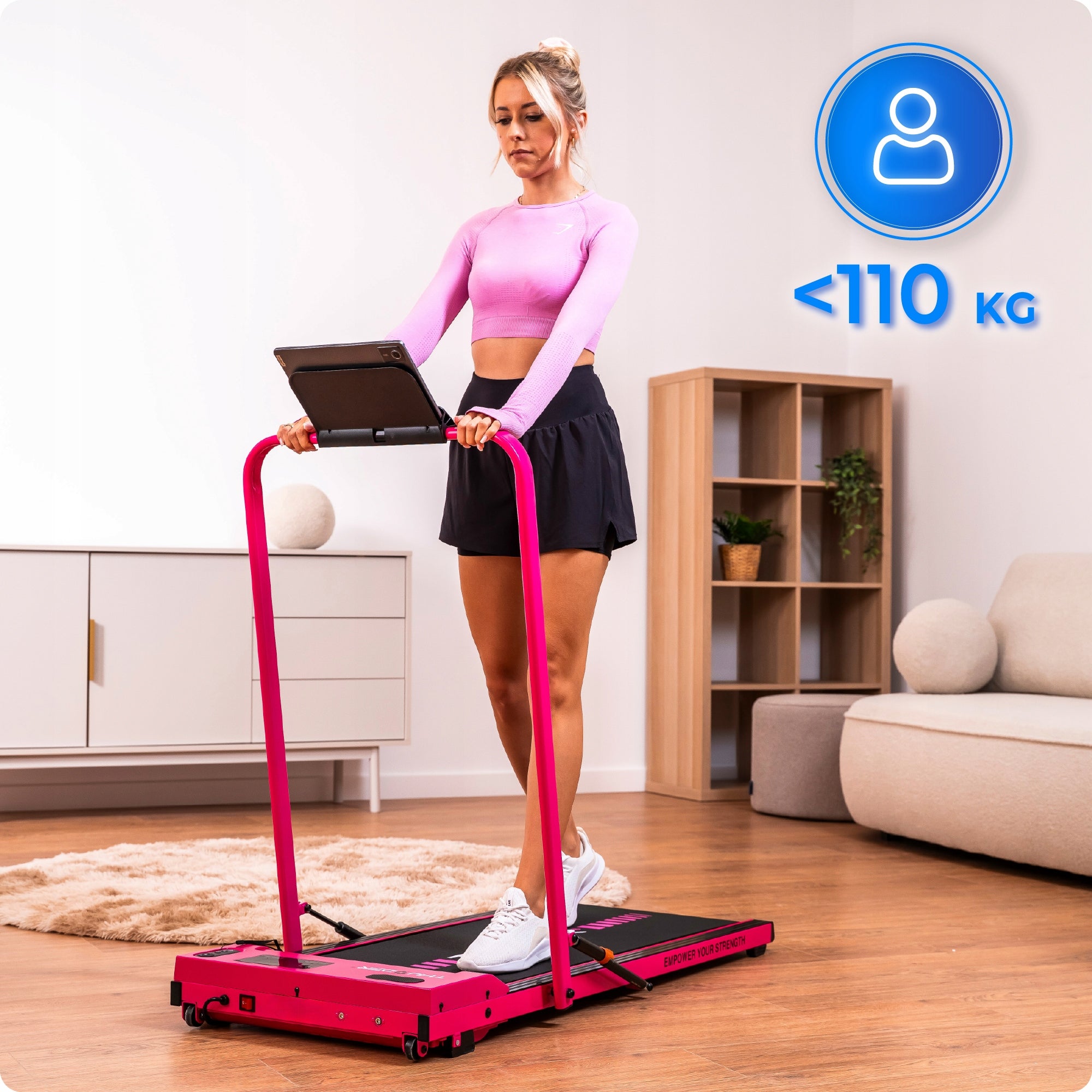 Home treadmill small folding 2in1 electric under bed 1-8km wheels Thunder Model VIVA