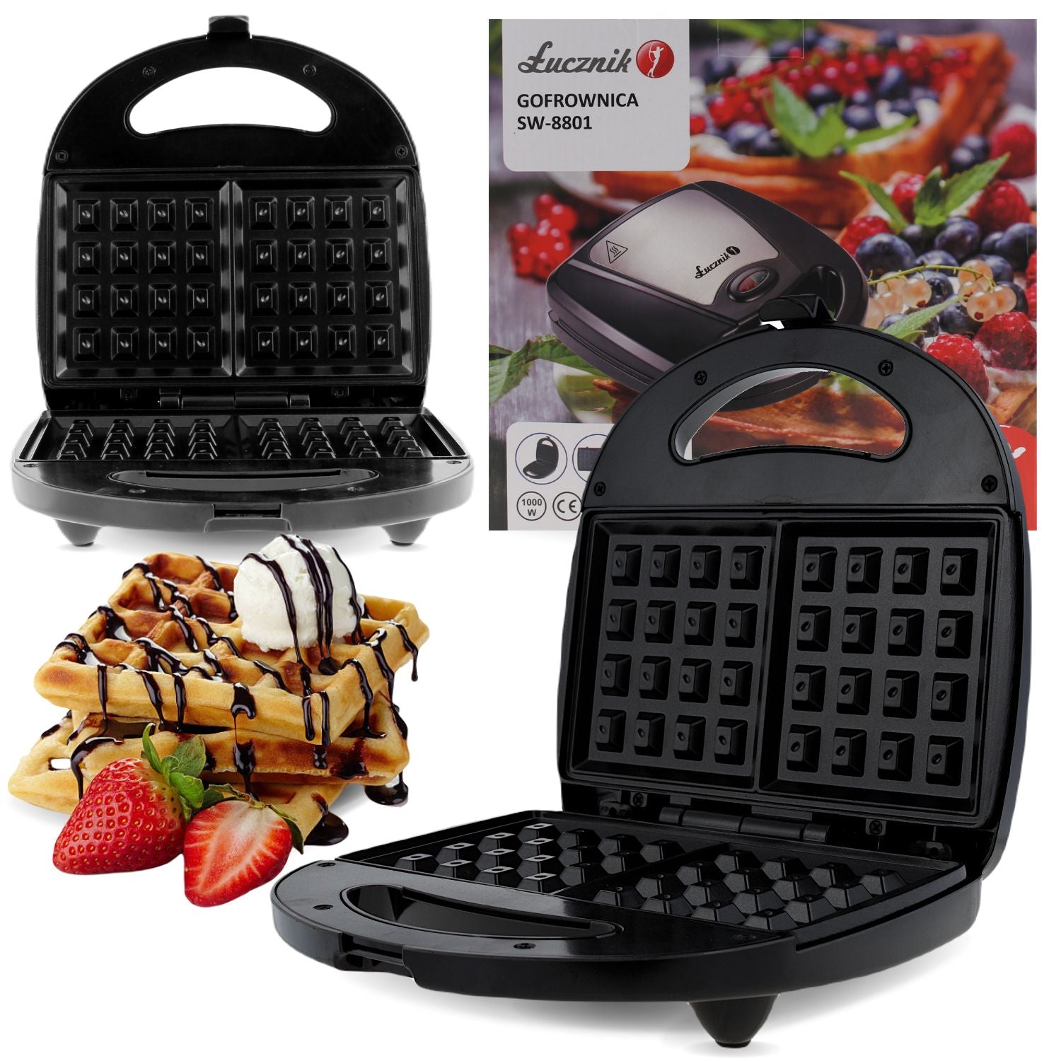 Home waffle maker square for 2 crispy waffles Łucznik SW-8801 1000 W