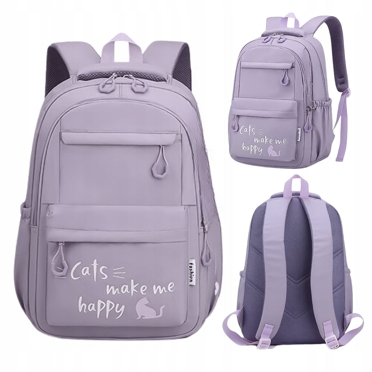 HomeDesign Multi-Chamber School Backpack Purple