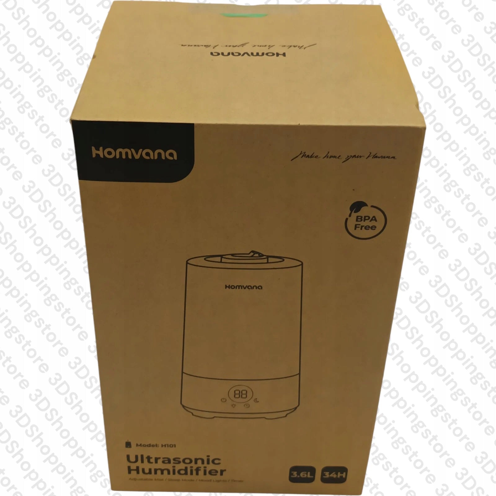 Homvana Air Humidifier ILLUMINATED 7 COLORS TIMER Oil Therapy