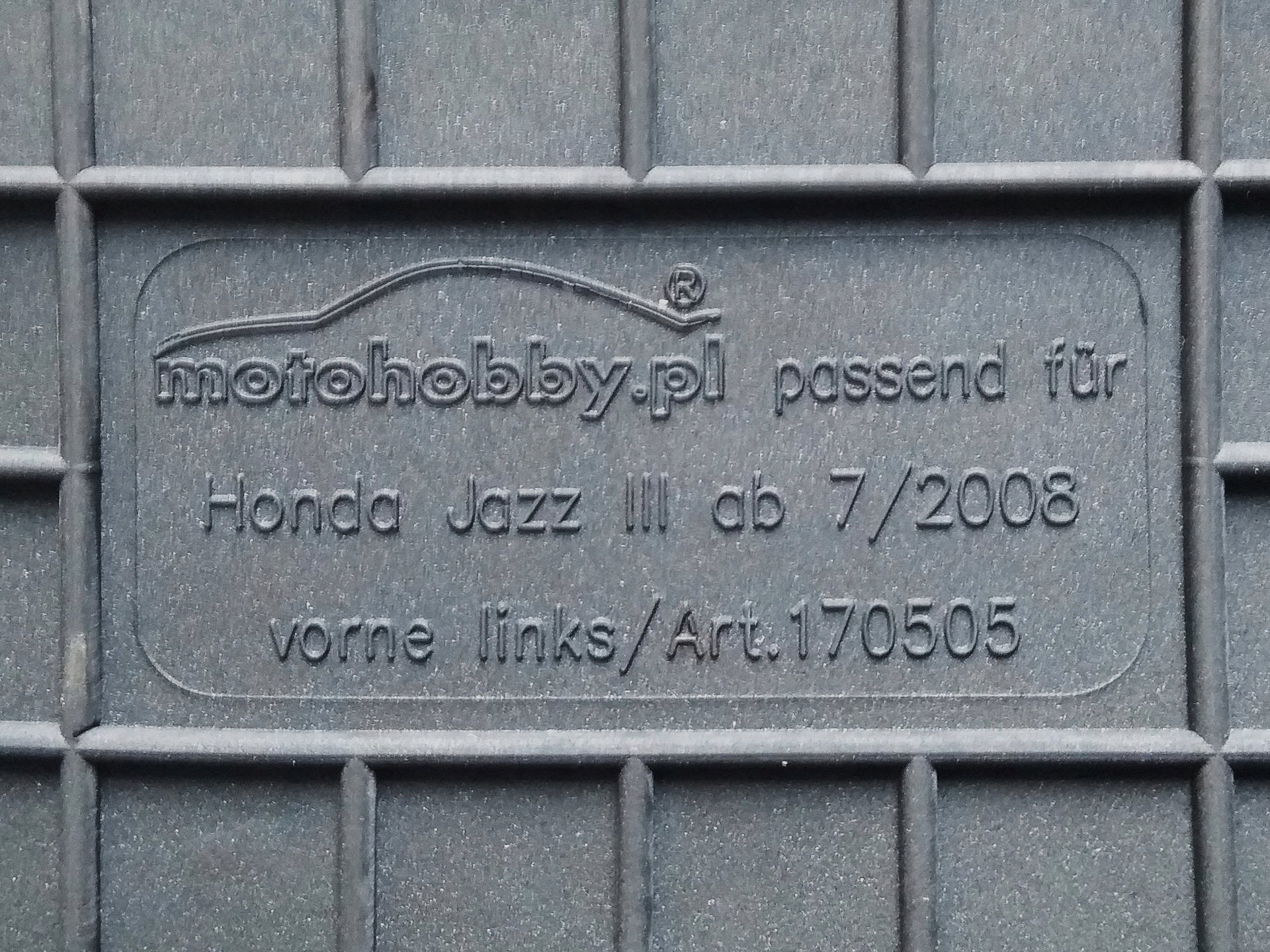 Honda Jazz III RUBBER RUGS DEDICATED FRONT Manufacturer Motohobby
