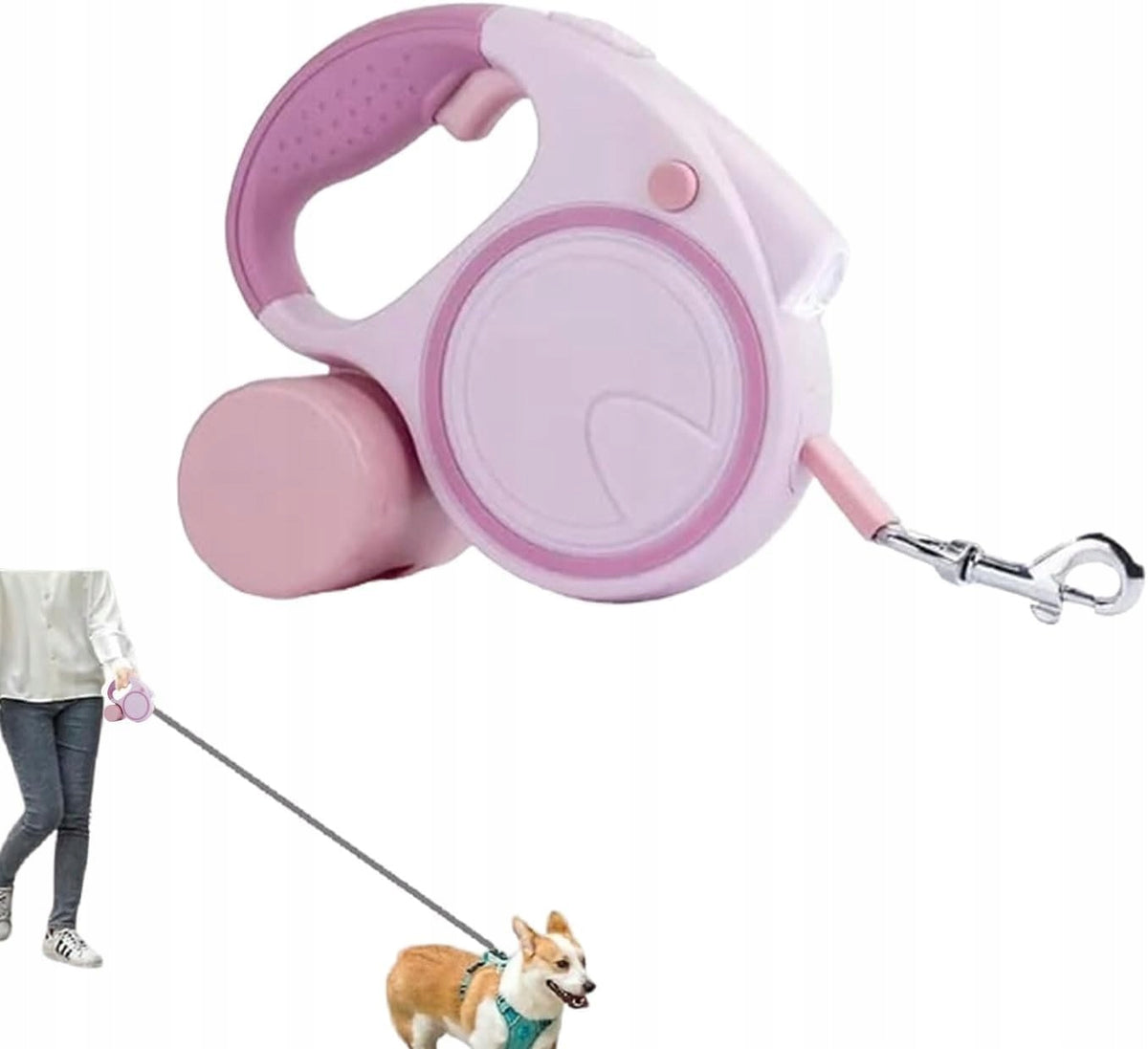 Hondenriem Strap with Flashlight, 5 m, Retractable, for Small, Medium and Large Dogs