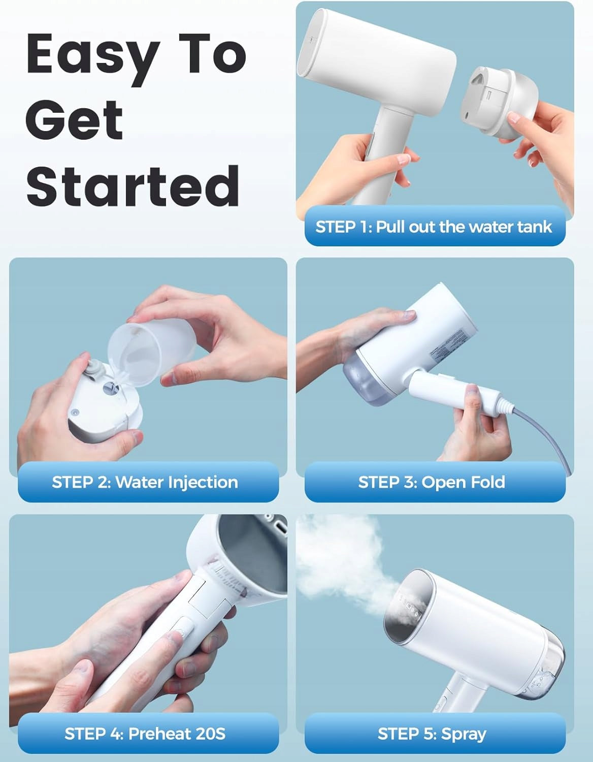 Honeyuro Clothes Steamer 2000W Manual Horizontal Vertical 2in1 Type handheld