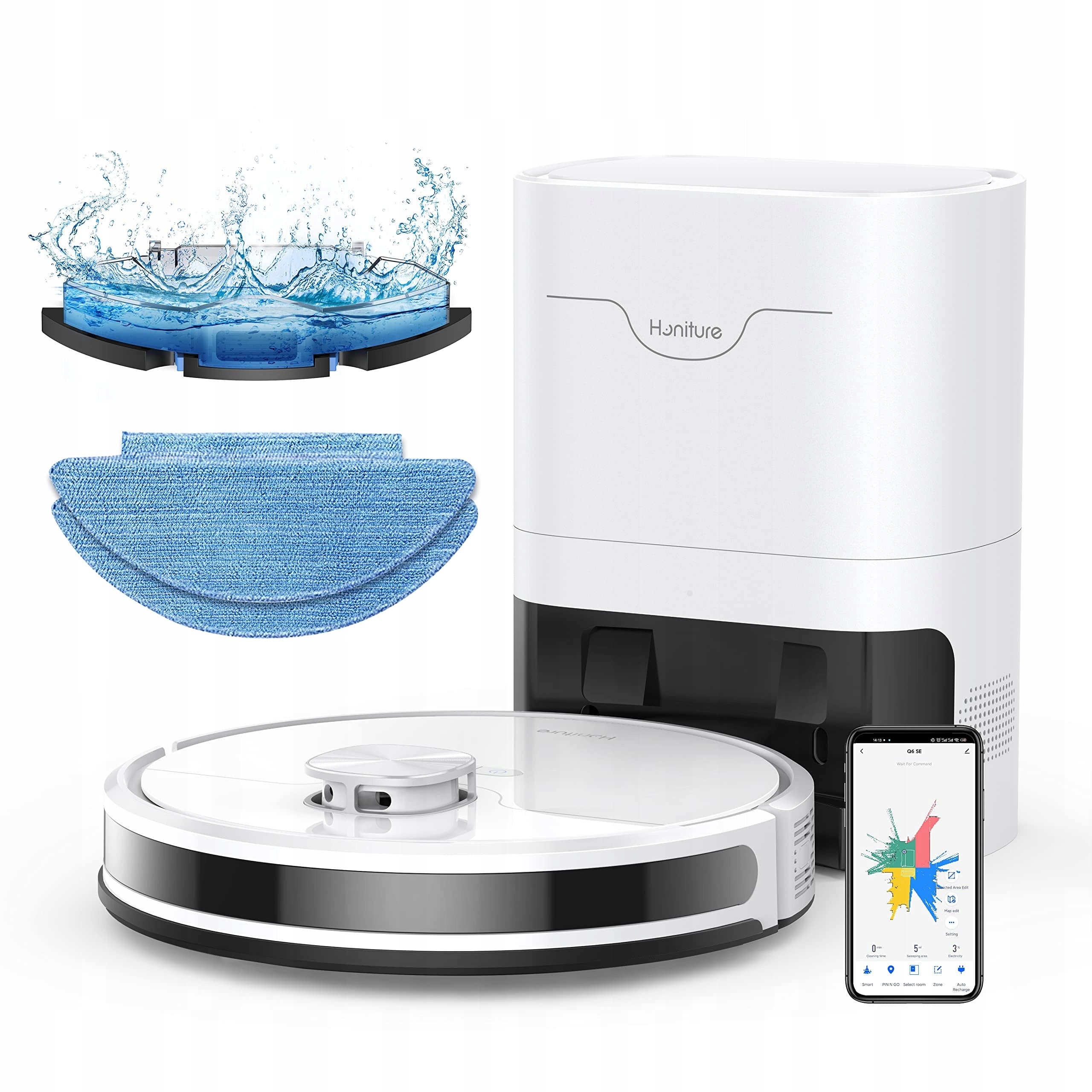Honiture Q6 SE Cleaning Robot with Vacuum Cleaner Station Mop Wifi