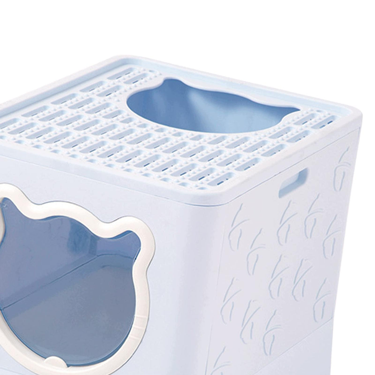 Hooded Cat Litter Box Detachable Fully Enclosed Cat Toilet Reusable blue Packaging status original