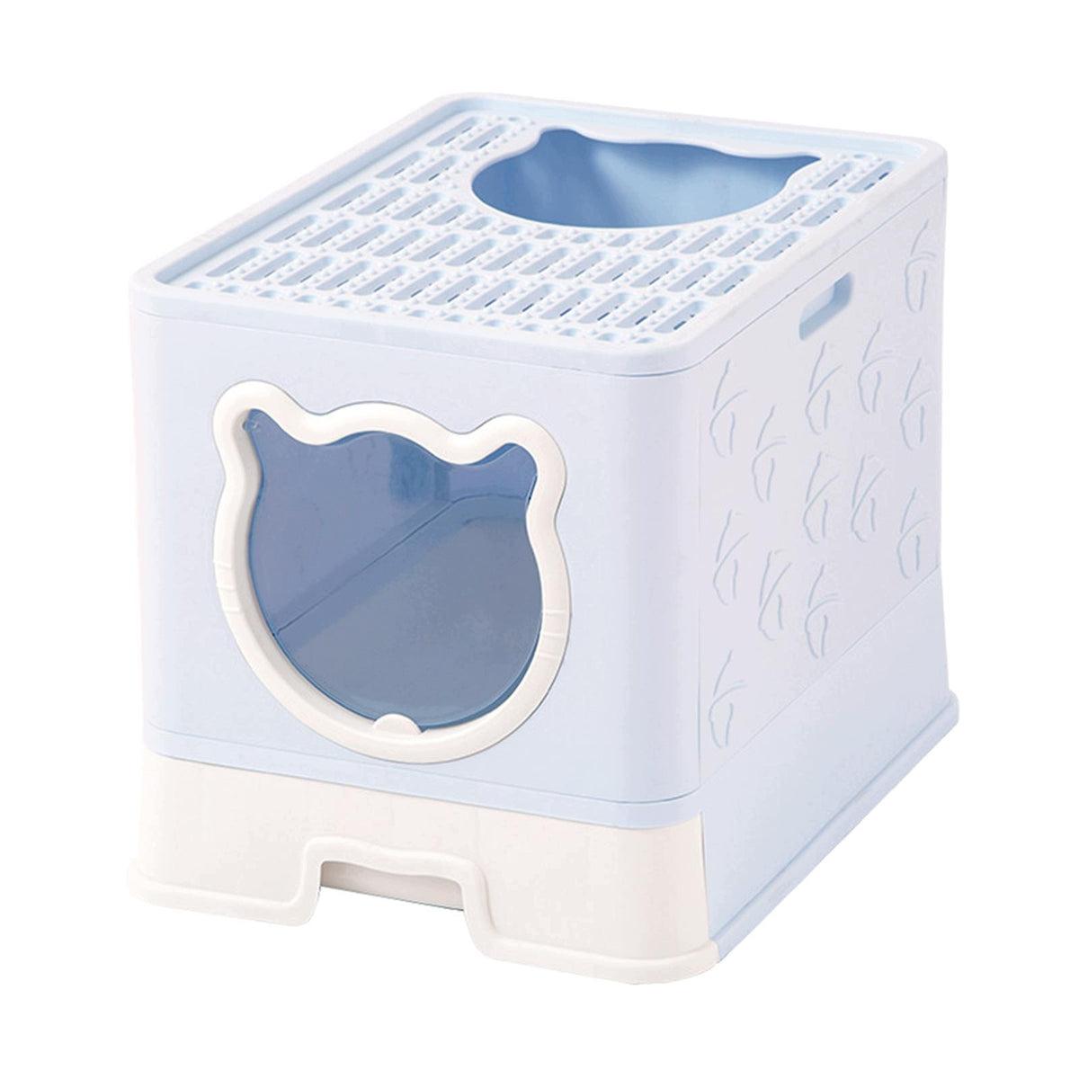 Hooded Cat Litter Box Detachable Fully Enclosed Cat Toilet Reusable blue