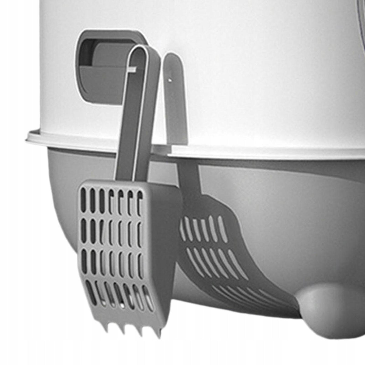 Hooded Cat Litter Box Pet Litter Tray Portable Large Enclosed Cat Gray Packaging status original