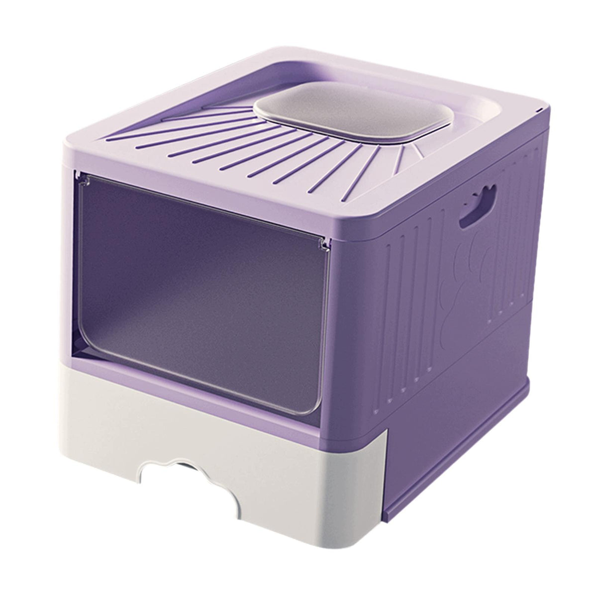 Hooded Cat Litter Box with Lid, Kitty Litter Tray Portable with Cat Violet