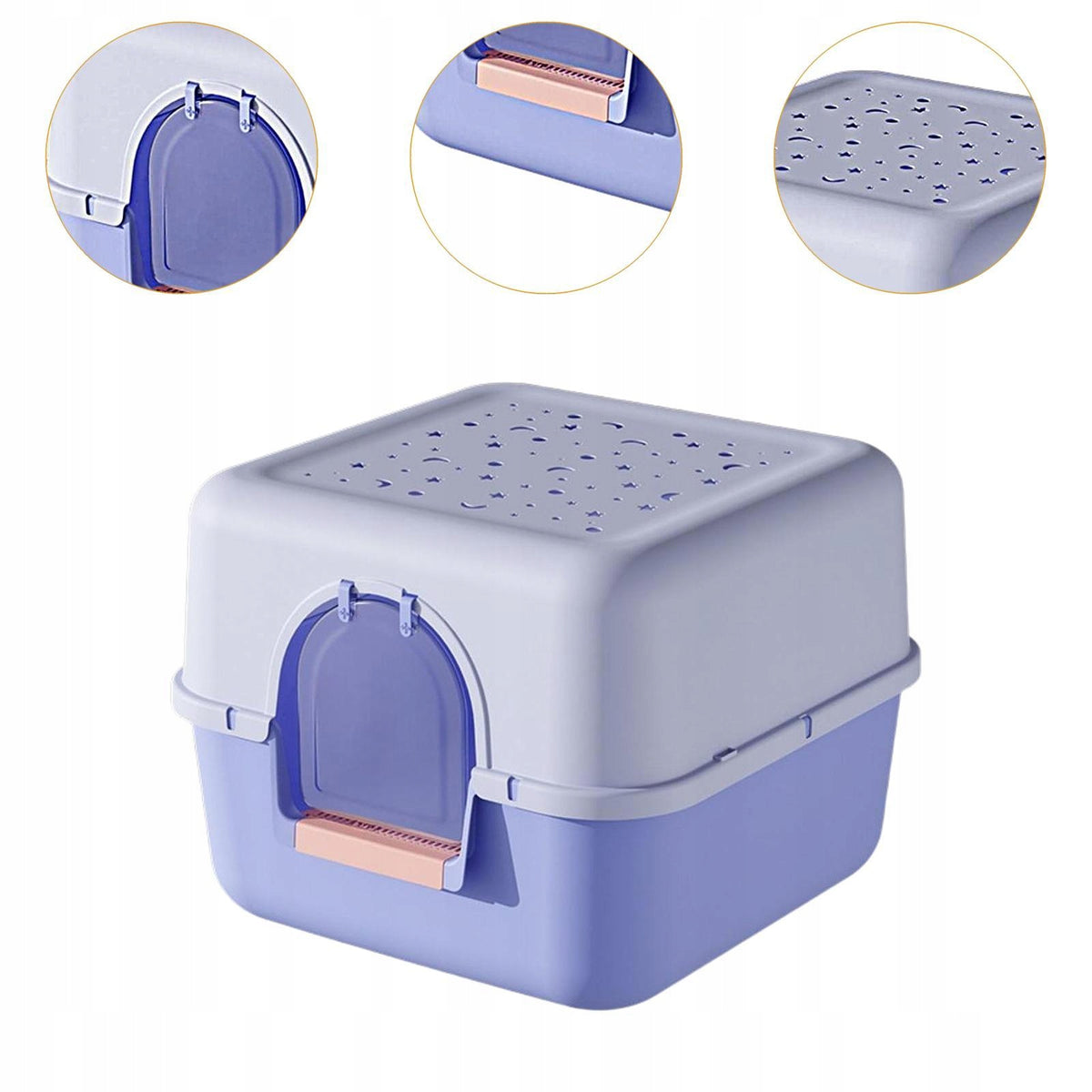 Hooded Cat Litter Boxes Portable Odor Control Privacy Front Door Cat Blue Manufacturer code 02564072728
