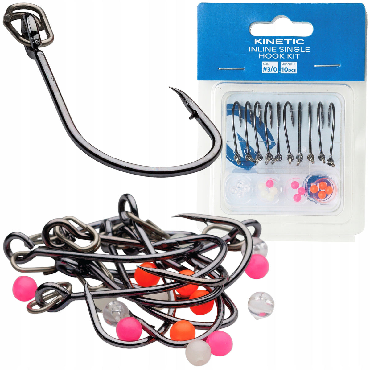 Hooks 1/0 10pcs + Fishing Beads Set for Pendulum Wobblers