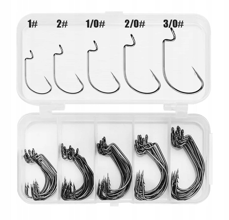 Hooks OFFSET Set box 50 pieces 1 - 2 - 1/0 - 2/0 - 3/0 x10