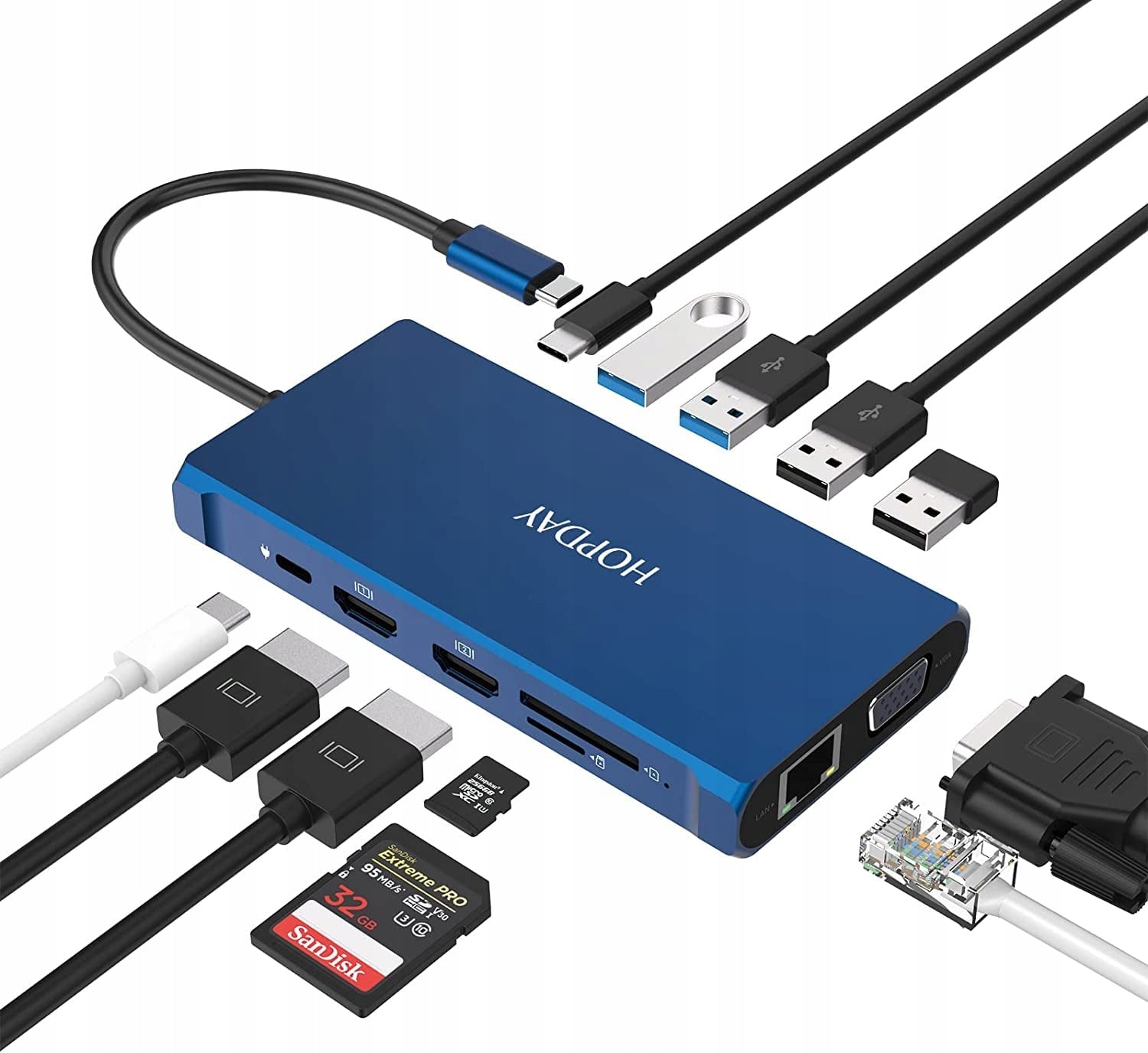 Hopday Docking Station, Usb C 12 Docking Station