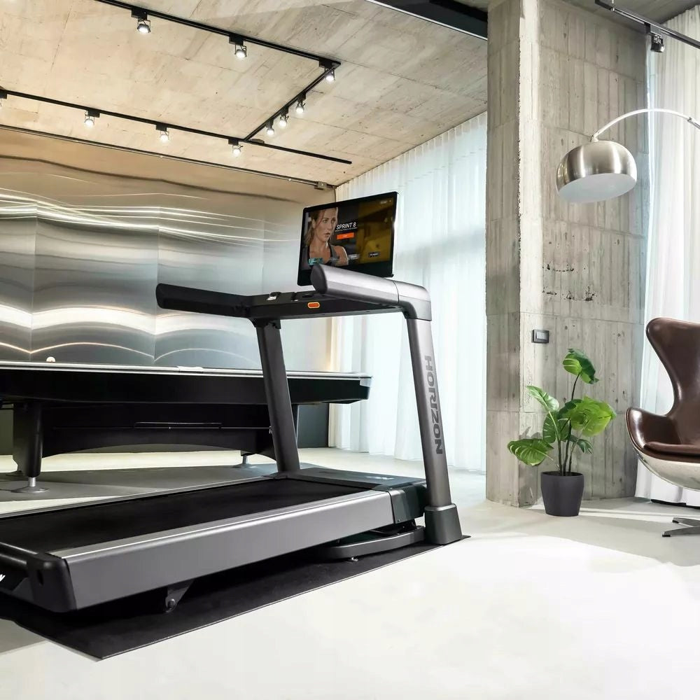 Horizon Fitness TREAD-XP Electric Training Treadmill + Equipment Mat Brand Horizon Fitness