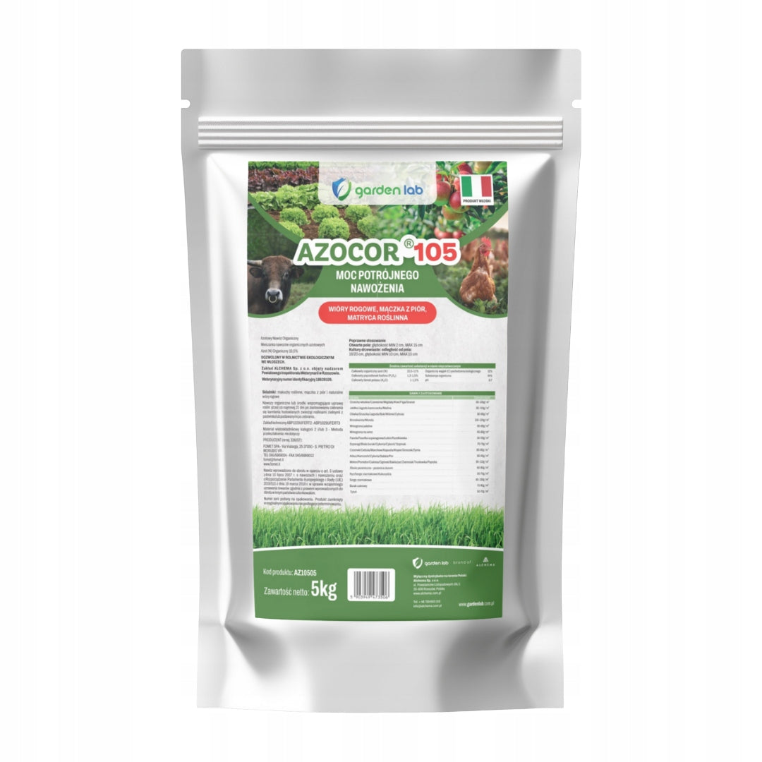 Horn shavings 5 kg plant panels nitrogen 10,5% AZOCOR 105 organic fertilizer EAN (GTIN) 5903949473483