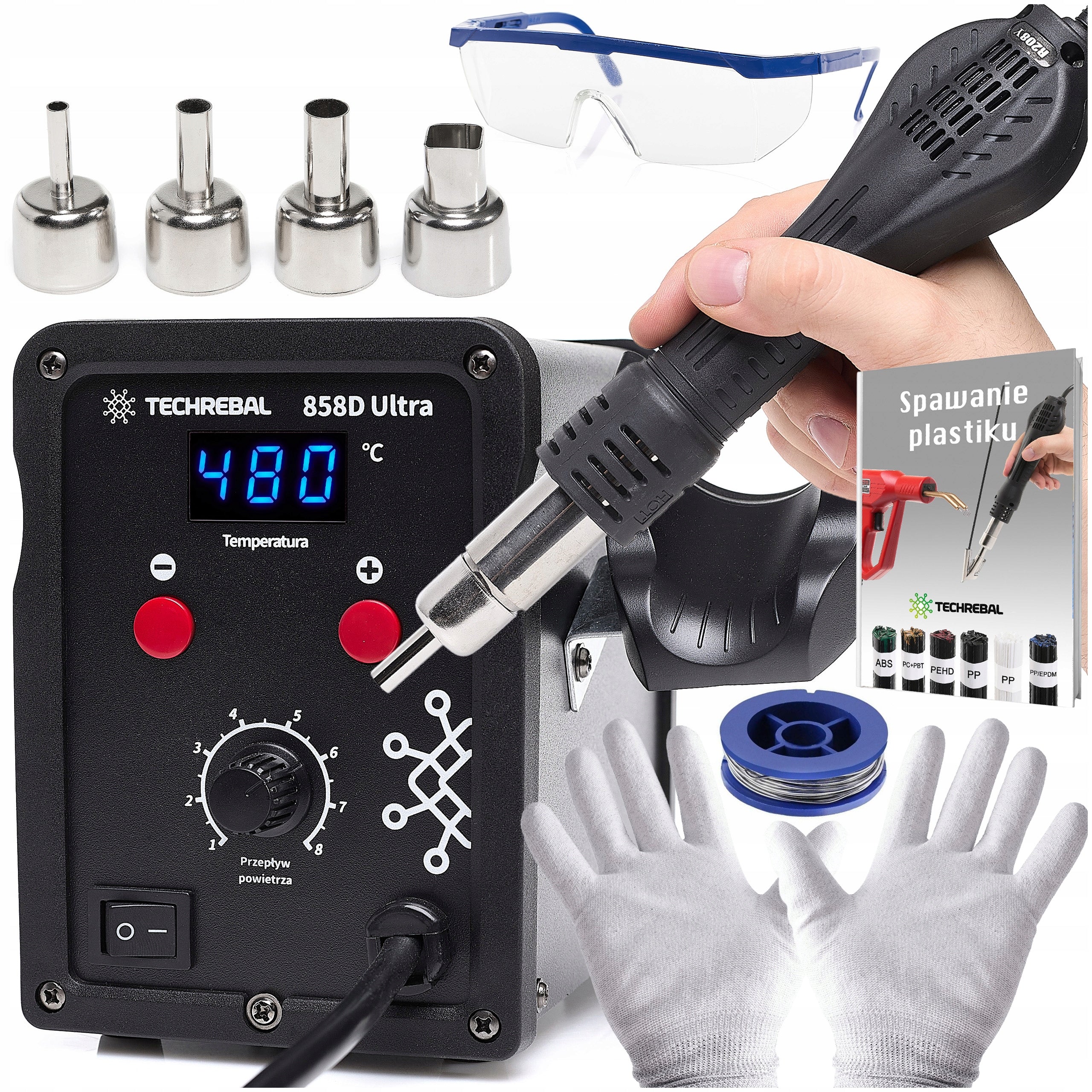 Hot air SOLDERING STATION Plastic welding machine Techrebal 858D Ultra 750W