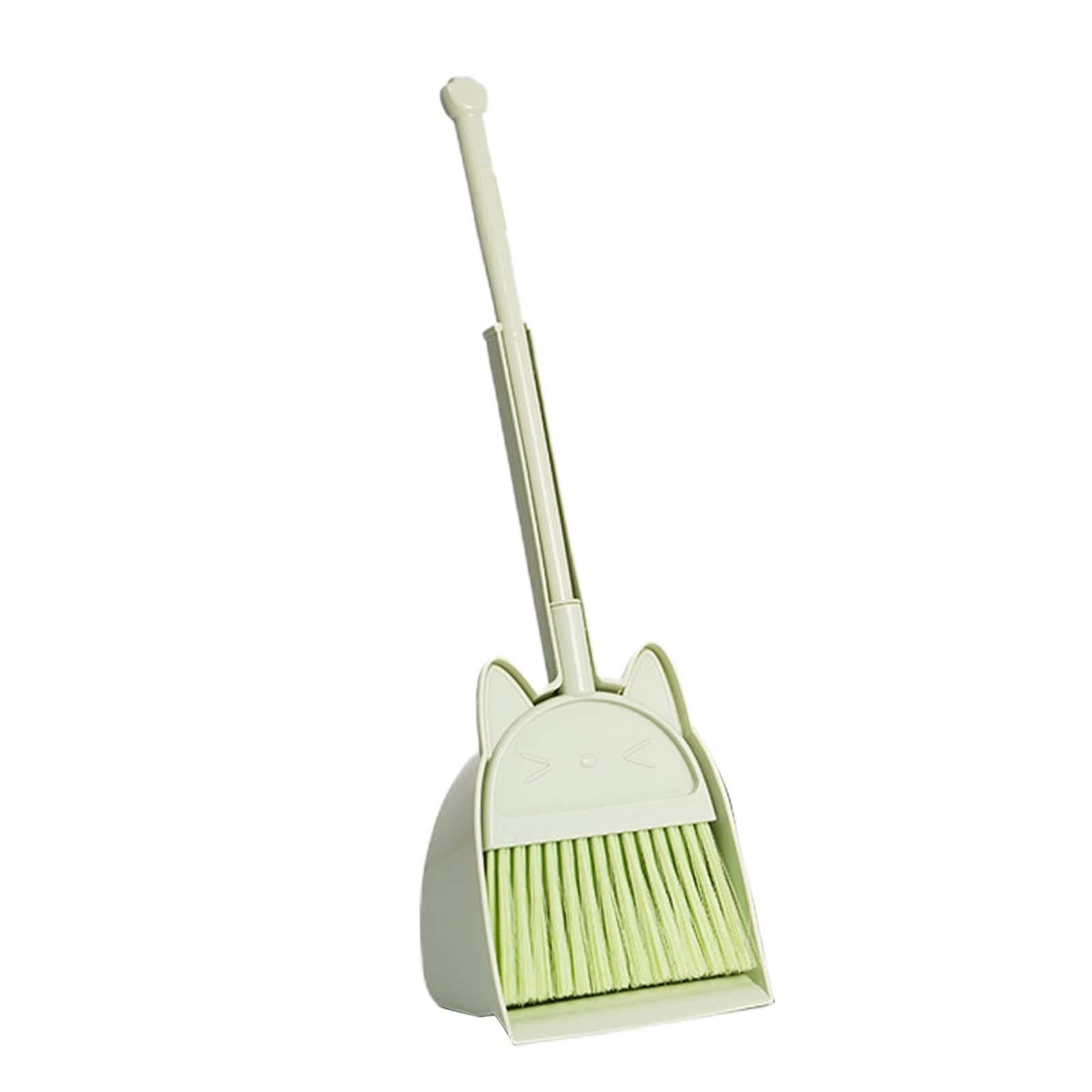 Household Mini Kid Broom and Dustpan Set Housekeeping Play Set Green Dominant color green