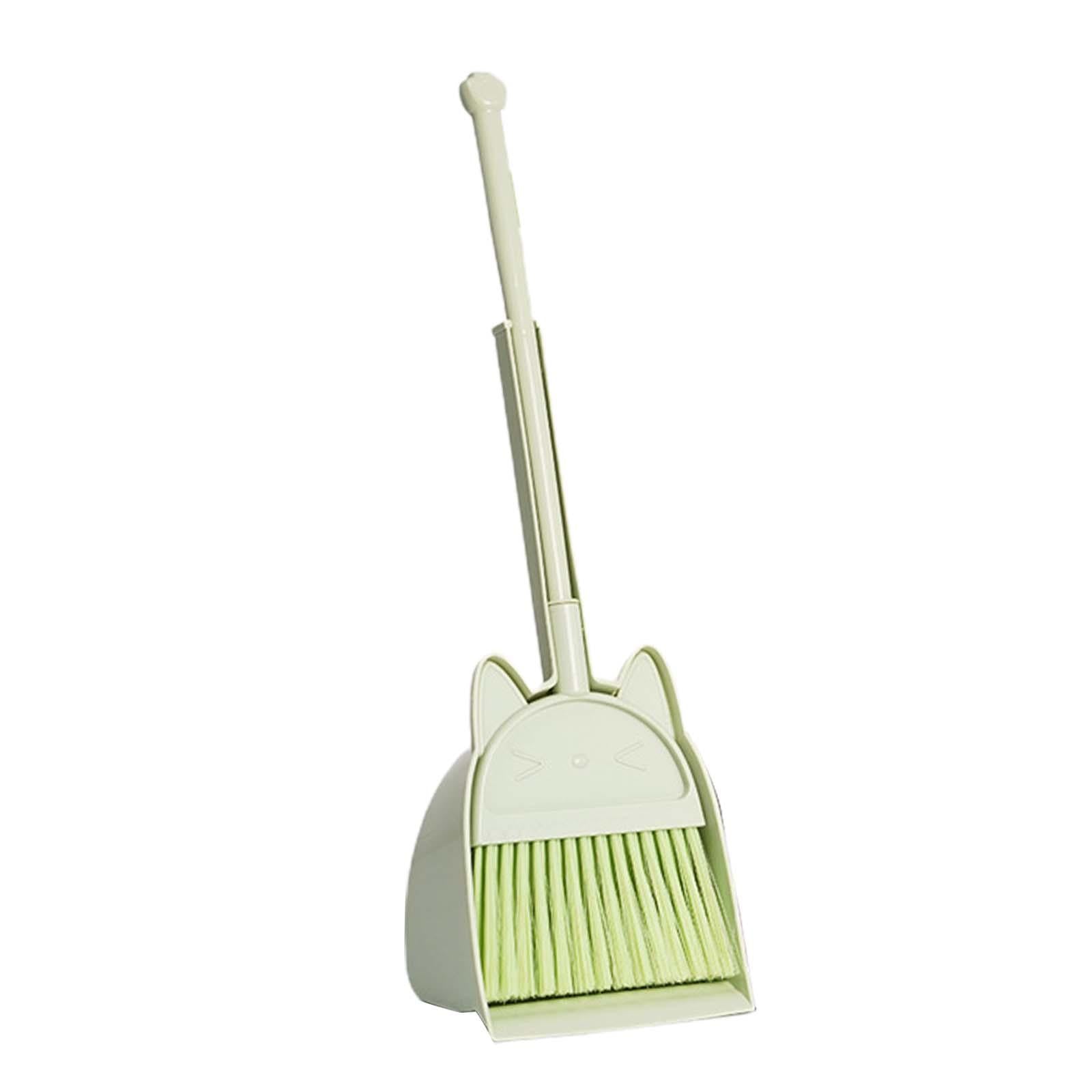 Household Mini Kid Broom and Dustpan Set Housekeeping Play Set Green