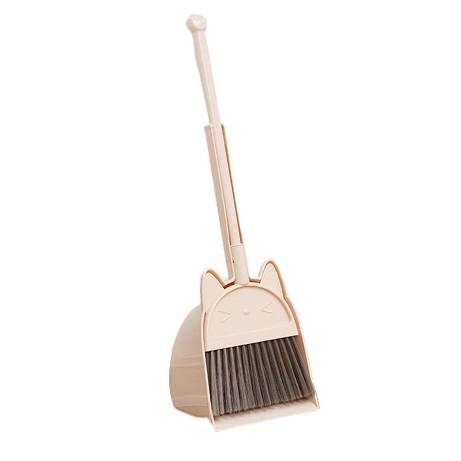 Household Mini Kid Broom and Dustpan Set Housekeeping Play Set Light Yellow