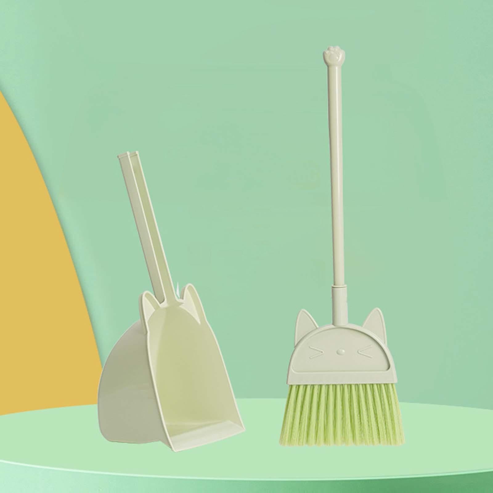 Household Mini Kid Broom and Dustpan Set Pretend Play Toy Children Green
