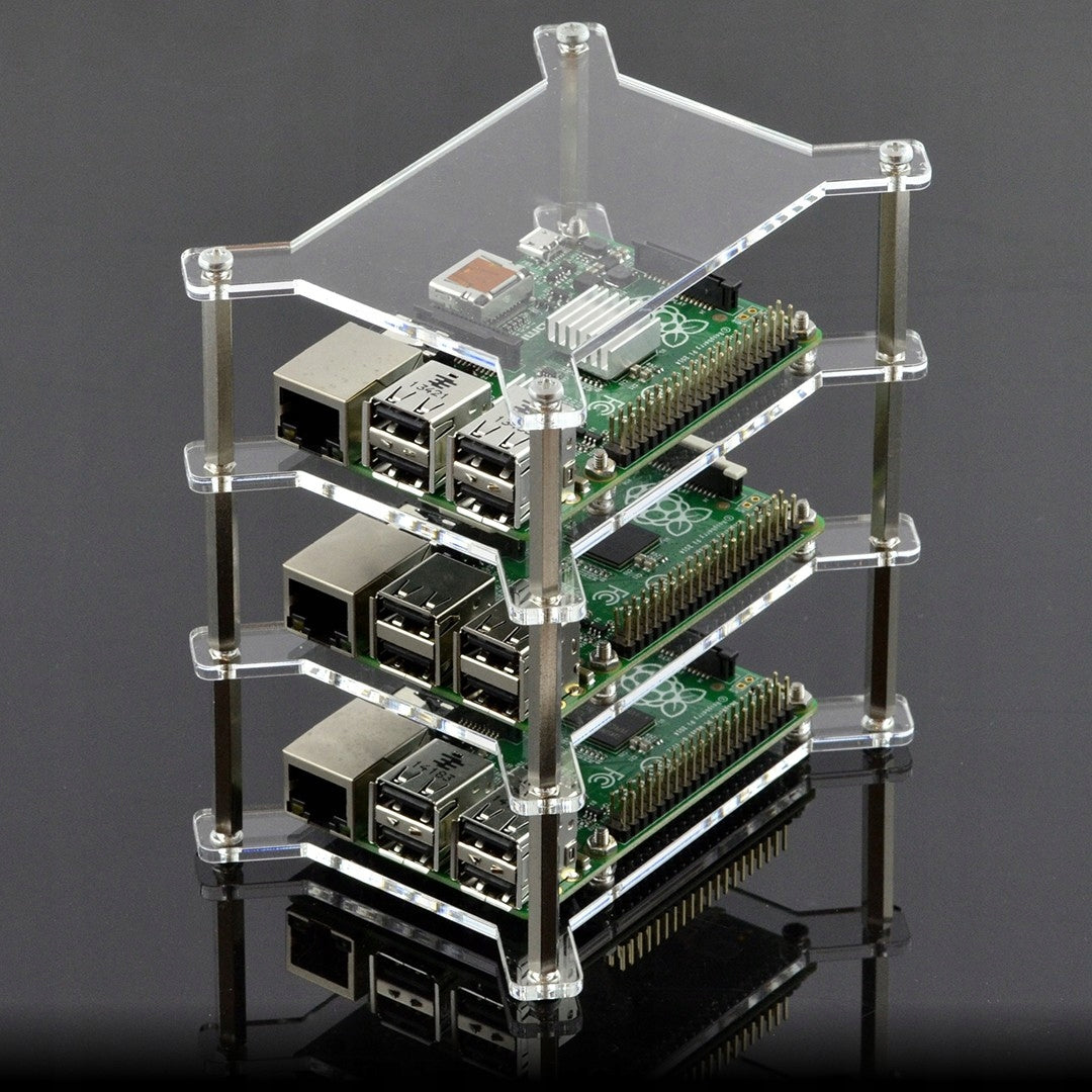 Housing for Raspberry Pi 4B/3B+/3B/2B x3 - open Manufacturer code RPI-02698