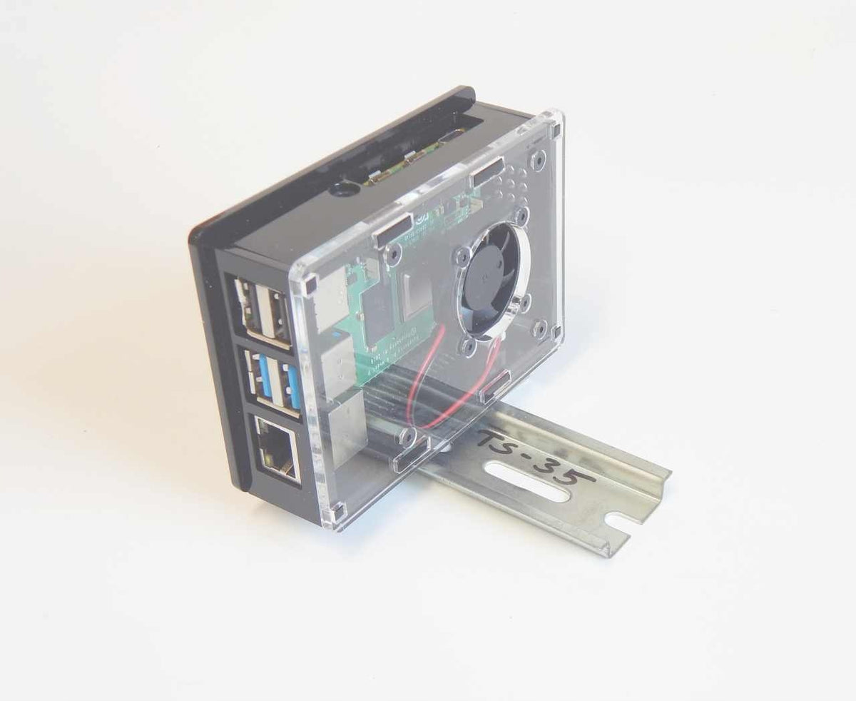 Housing for Raspberry Pi model 4B , for DIN-2 rail version 2 plus fan Packaging status original