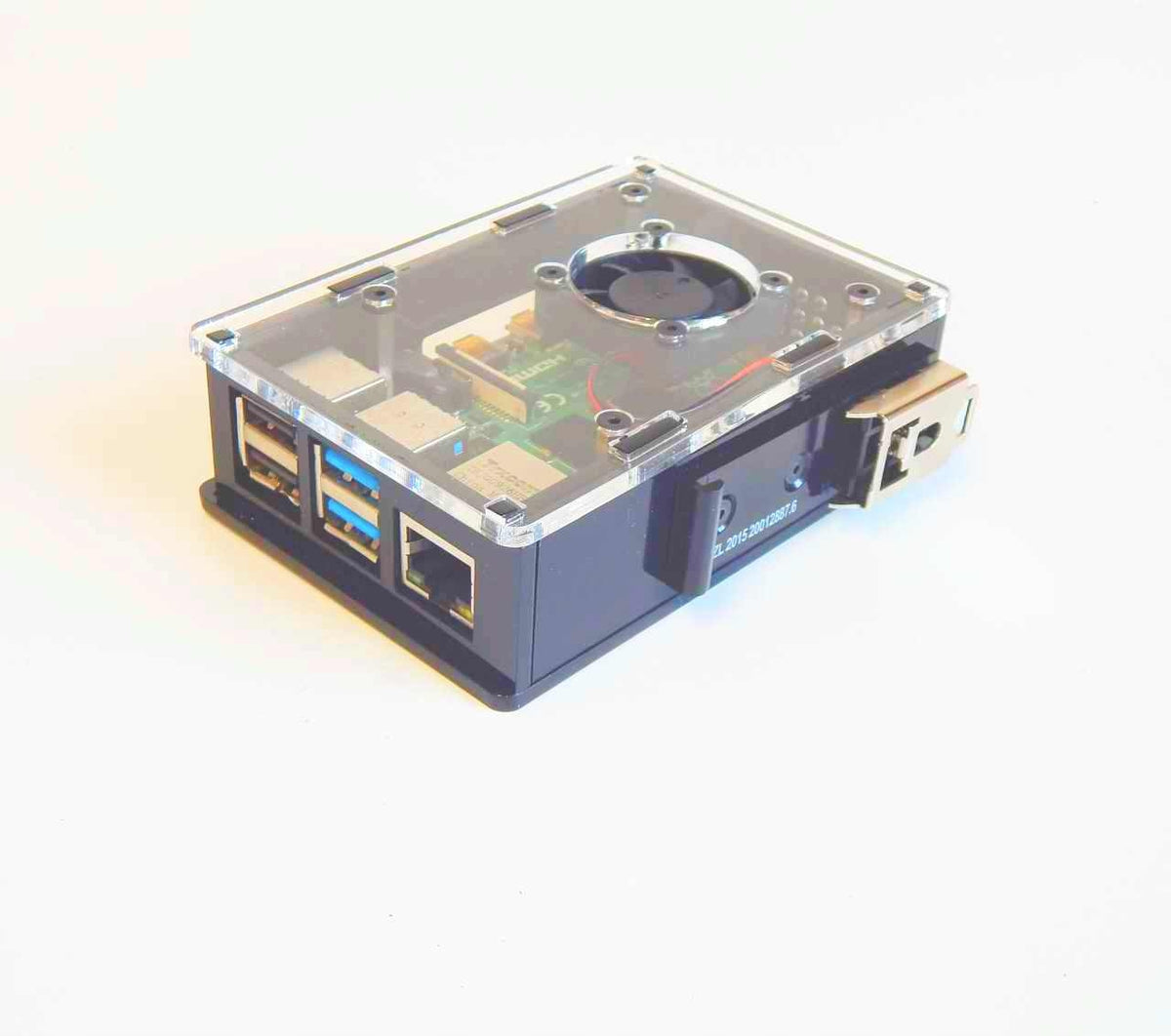 Housing for Raspberry Pi model 4B , for DIN-2 rail version 2 plus fan