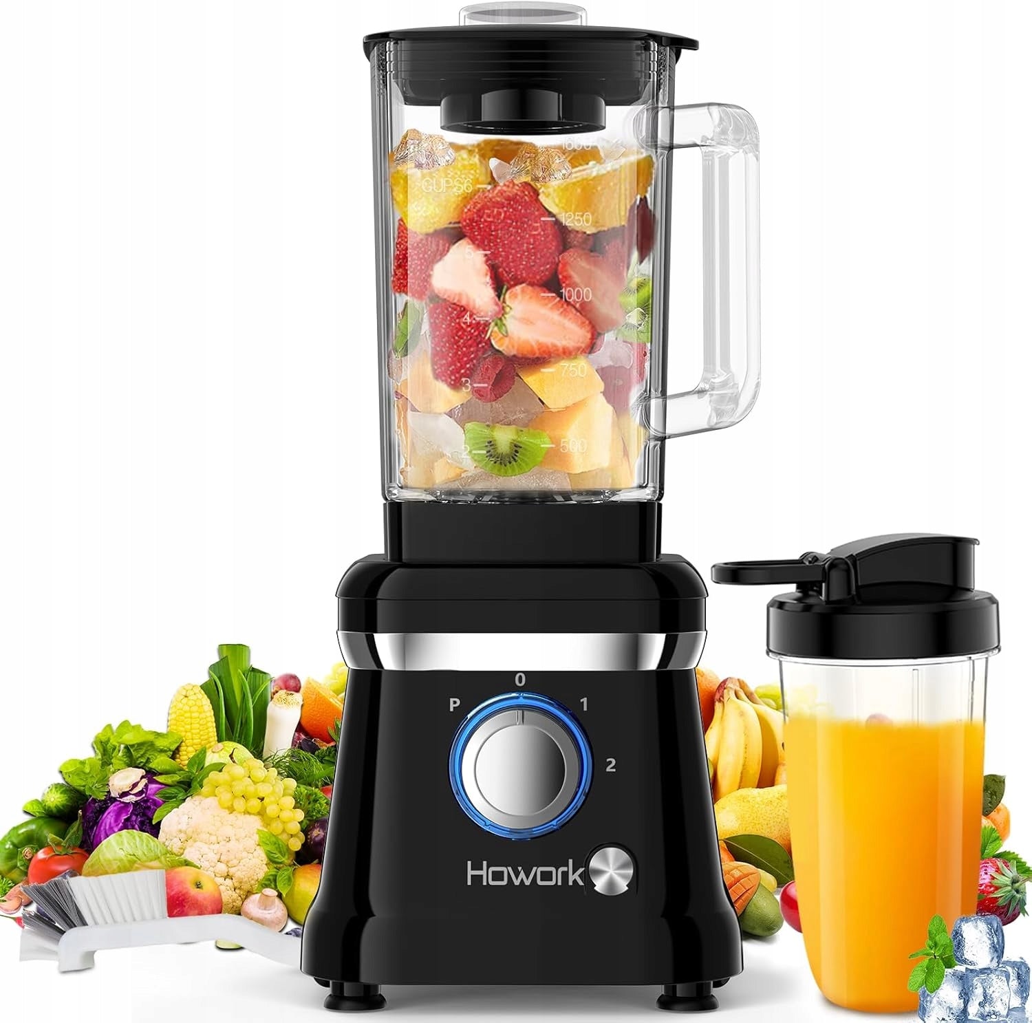 Howork Mikser stojący o wysokiej wydajności 1200 W, 1,6 L, 2 prędkości