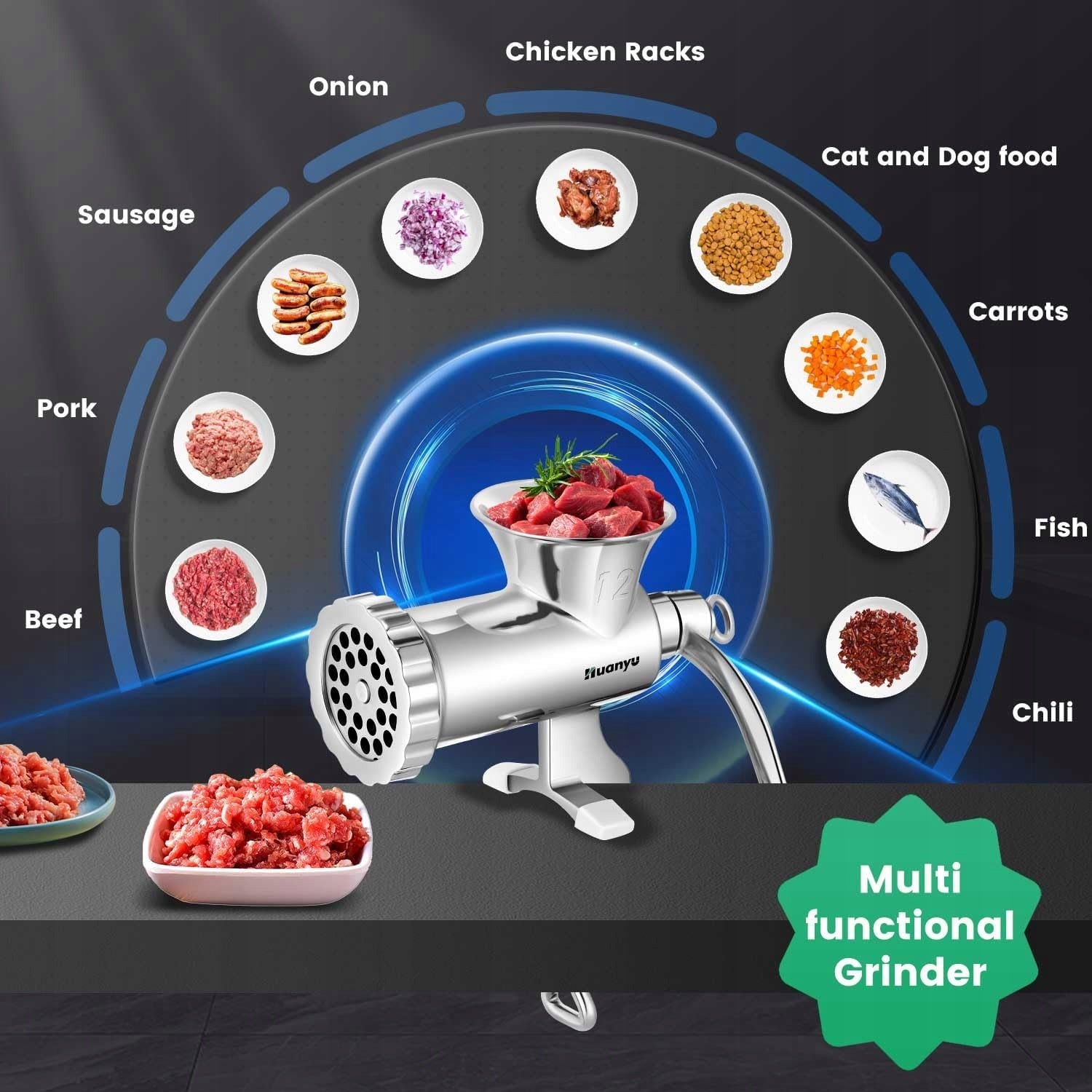 Huanyu Handheld Stainless Steel Meat Grinder Packaging status original