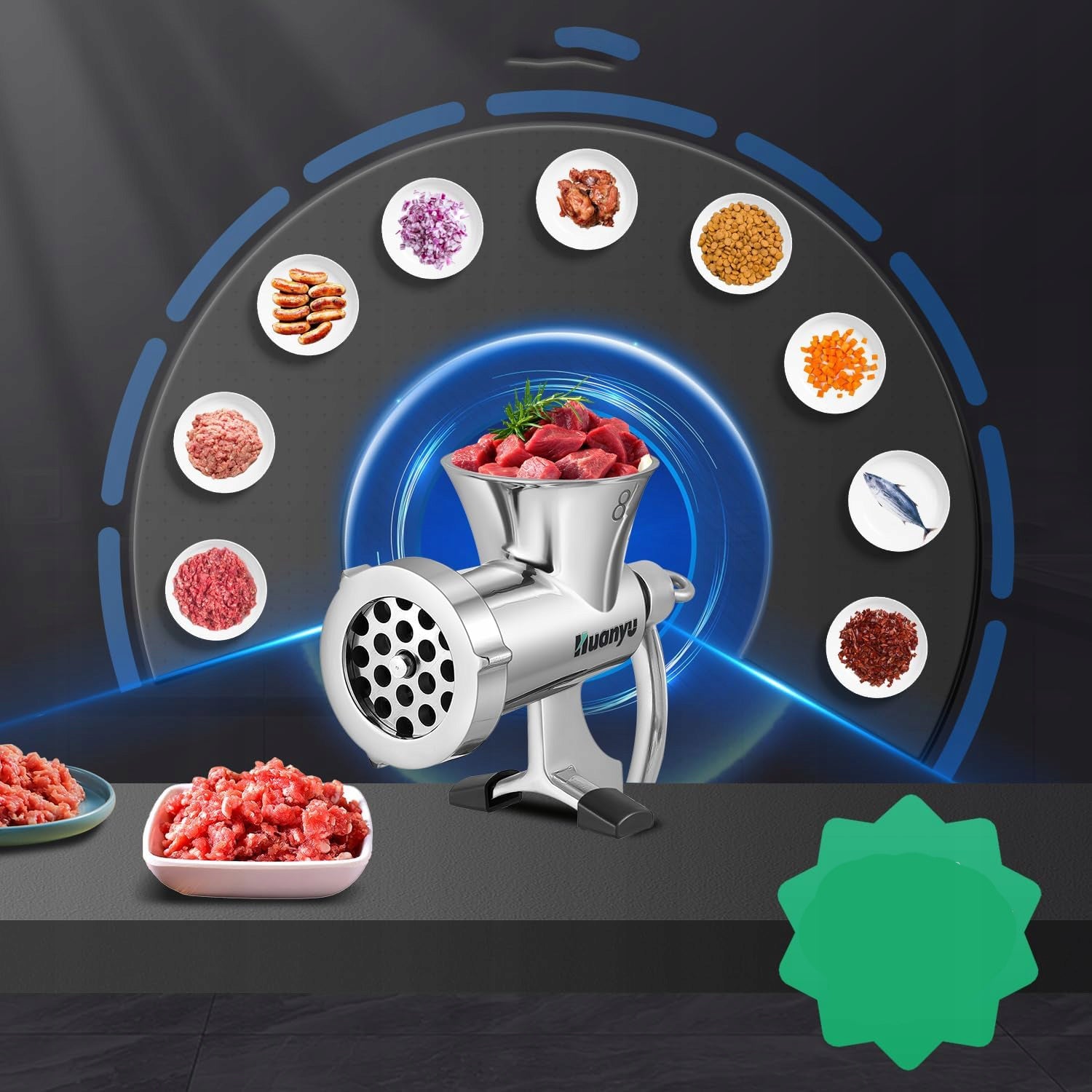 Huanyu M10 Handheld Meat Machine Stainless Steel for Meat and Sausages Packaging status original