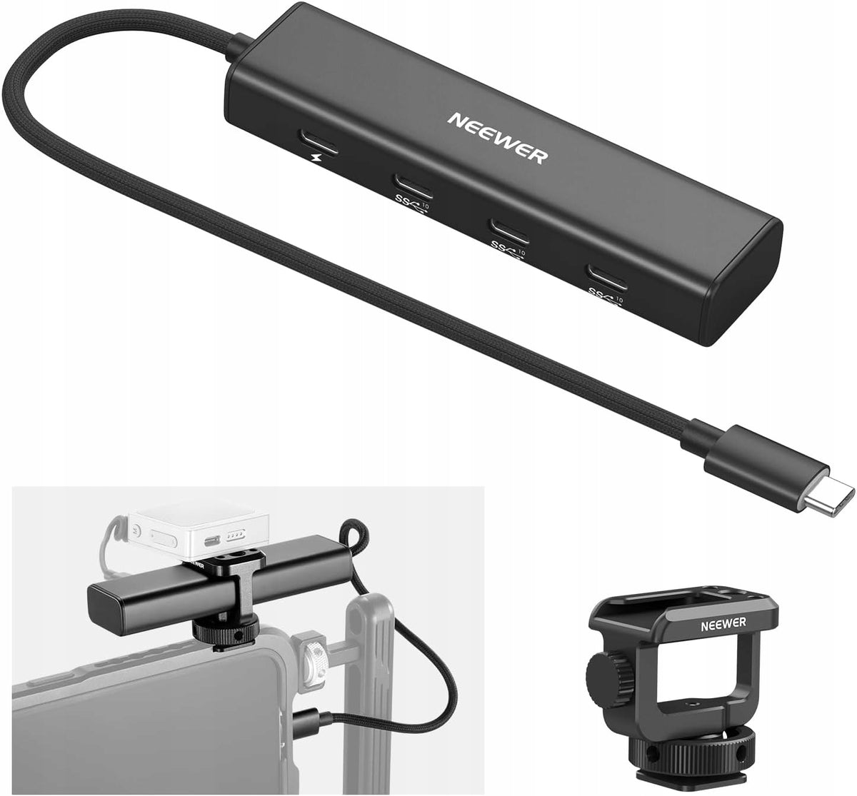 Hub 4in1 5x USB-C 10Gbps 100W PD Sled Foot ISO Thread 1/4'' Neewer PS020E